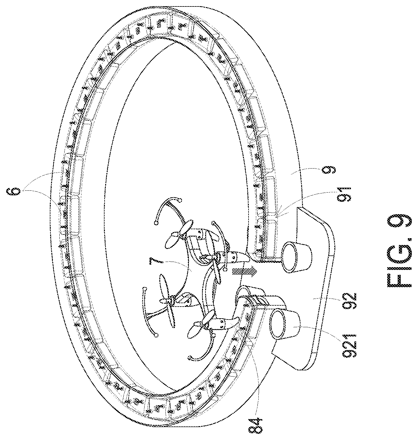 Patent US11787566 Figure 9 – Drone and battery exchange system thereof
