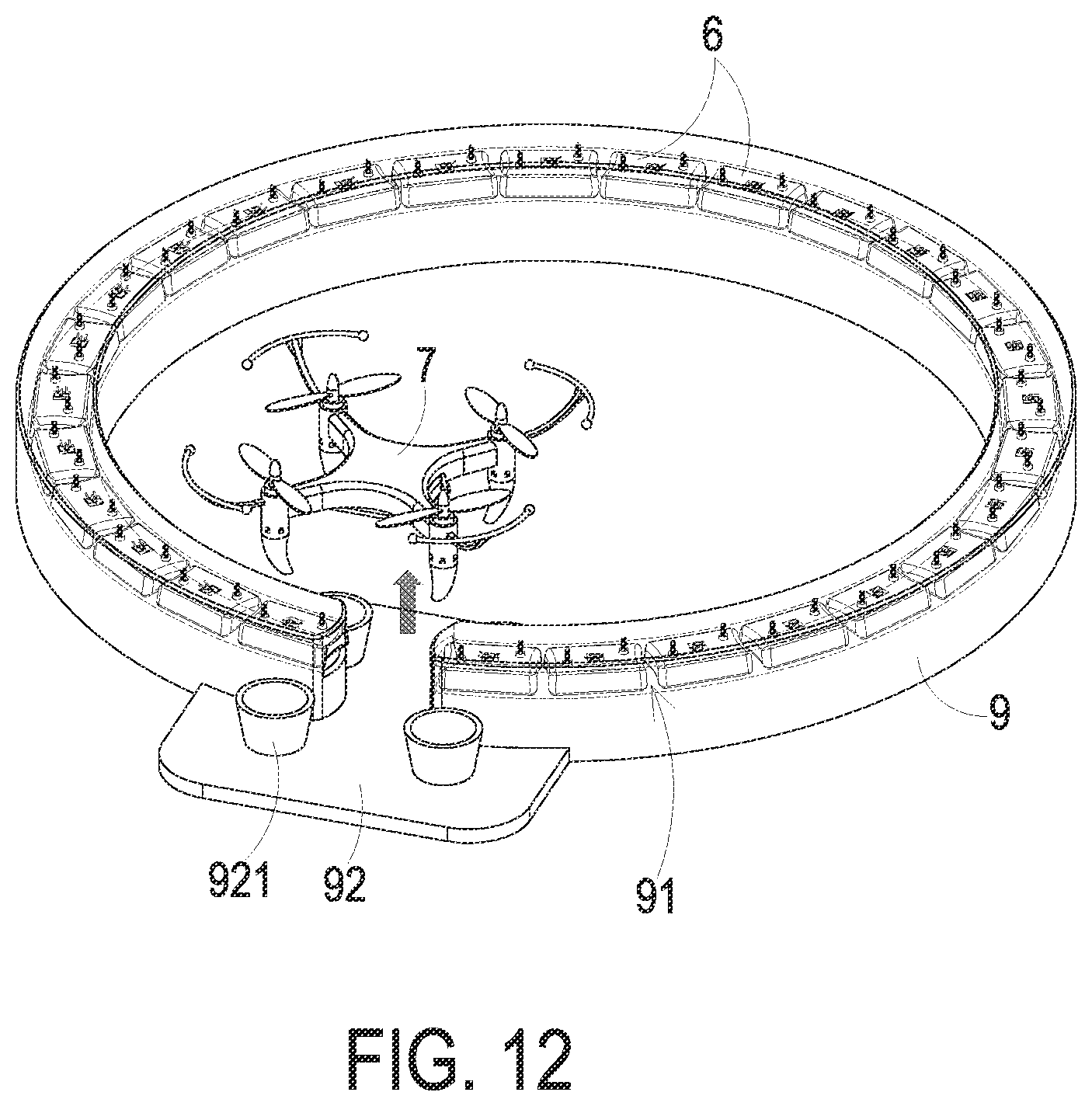 Patent US11787566 Figure 12 – Drone and battery exchange system thereof
