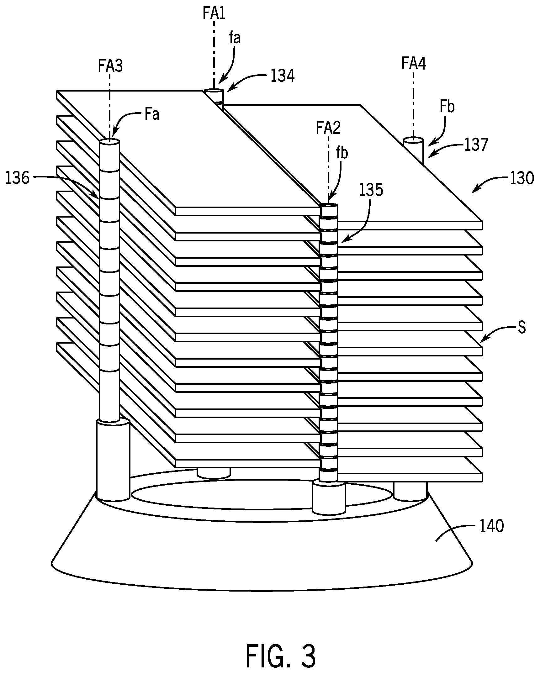 Patent US11787572 Figure 3 – Spacecraft stack assembly configured for stacking, securing, and releasing spacecraft