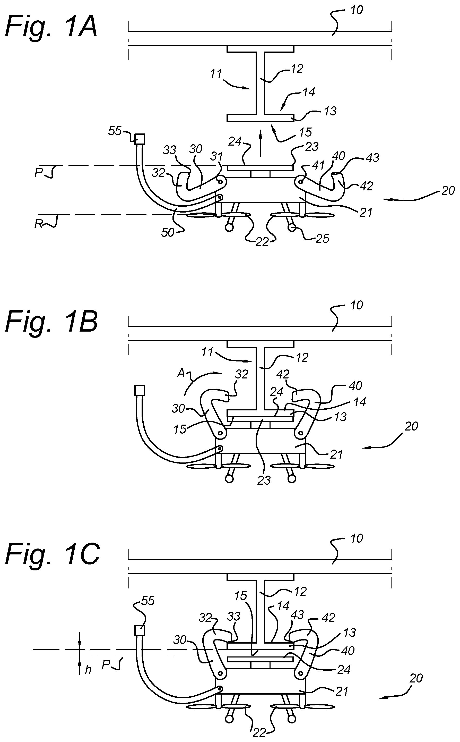 Patent US11787573 Figure 1 – Method for inspecting and/or manipulating a beam using an unmanned aerial vehicle and unmanned aerial vehicle suitable therefor
