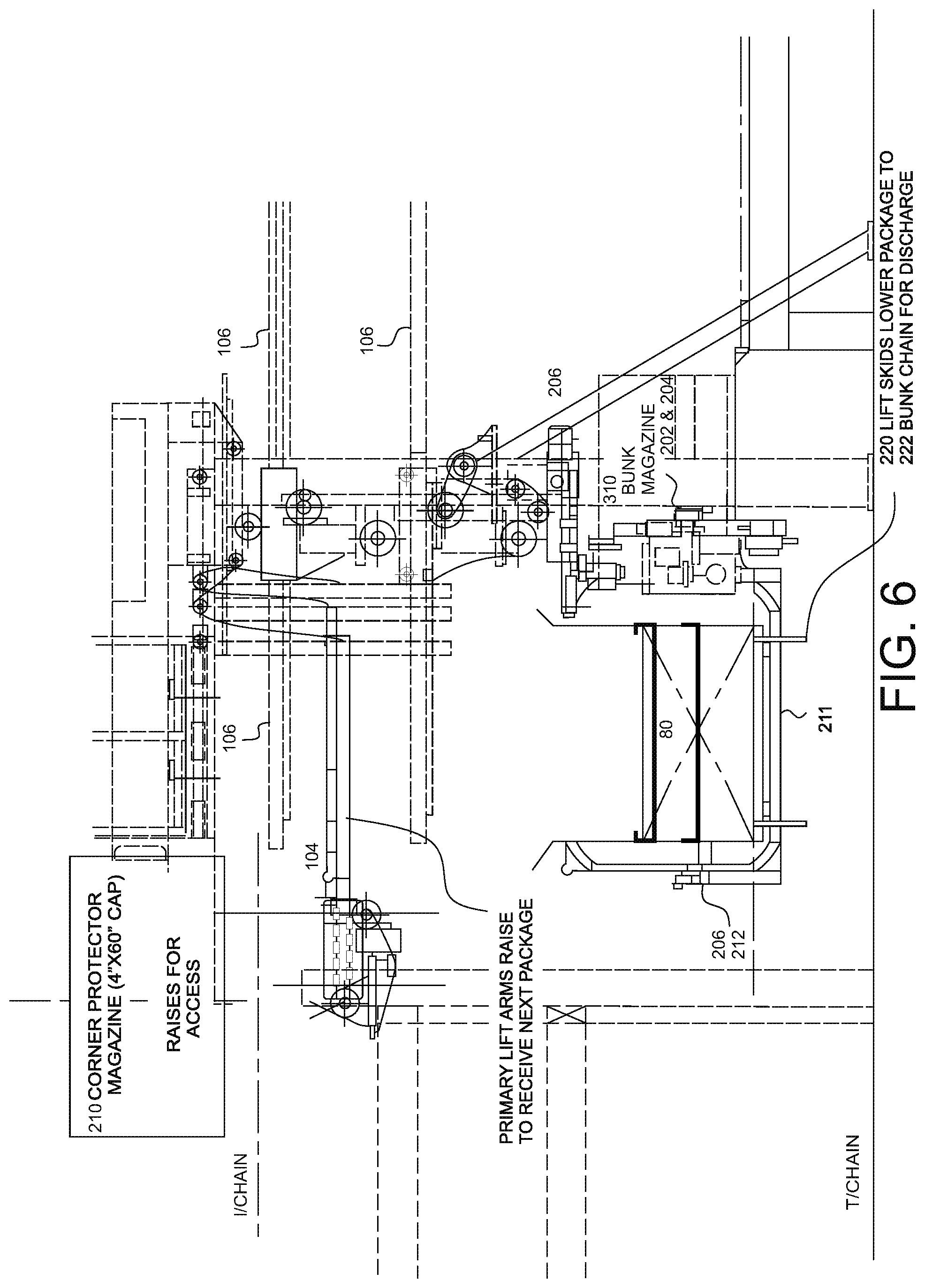 Patent US11787584 Figure 11 – Stacking and strapping system for lumber packages