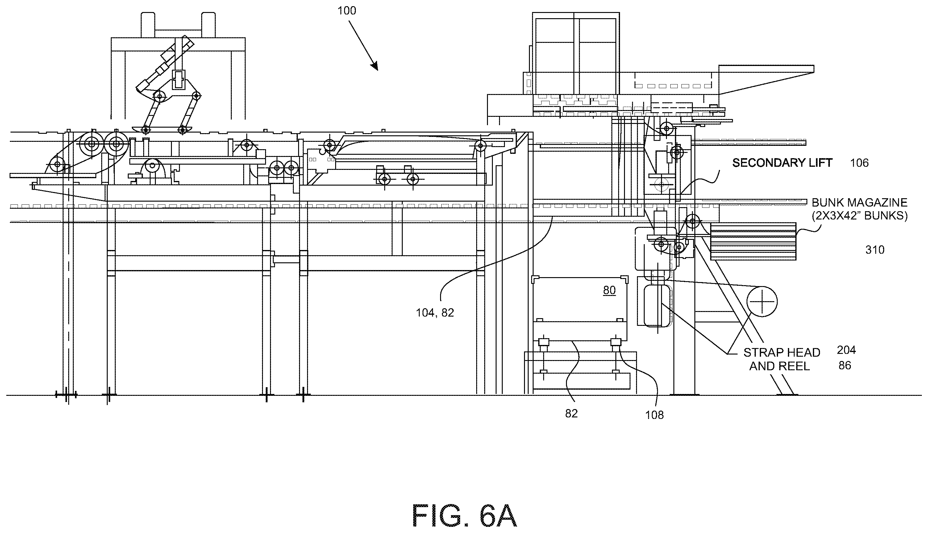 Patent US11787584 Figure 12 – Stacking and strapping system for lumber packages