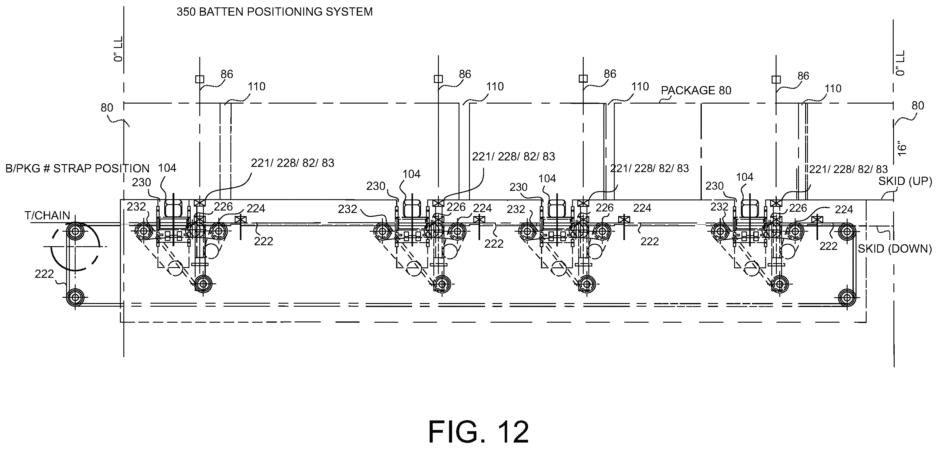 Patent US11787584 Figure 18 – Stacking and strapping system for lumber packages