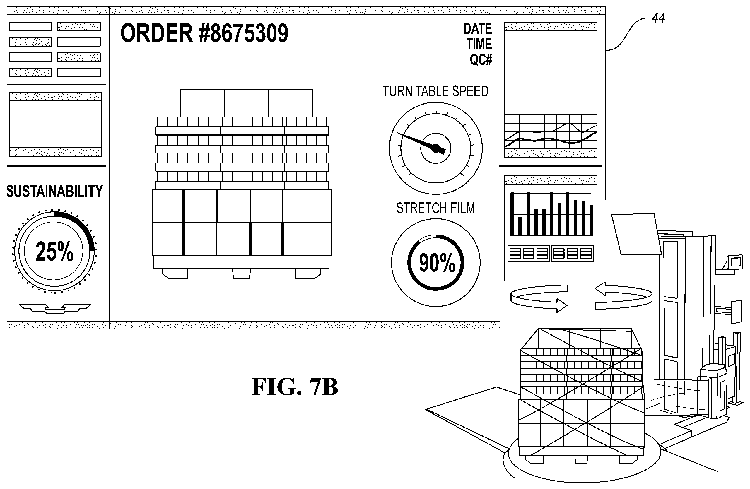 Patent US11787585 Figure 10 – Pallet wrapper and imaging system