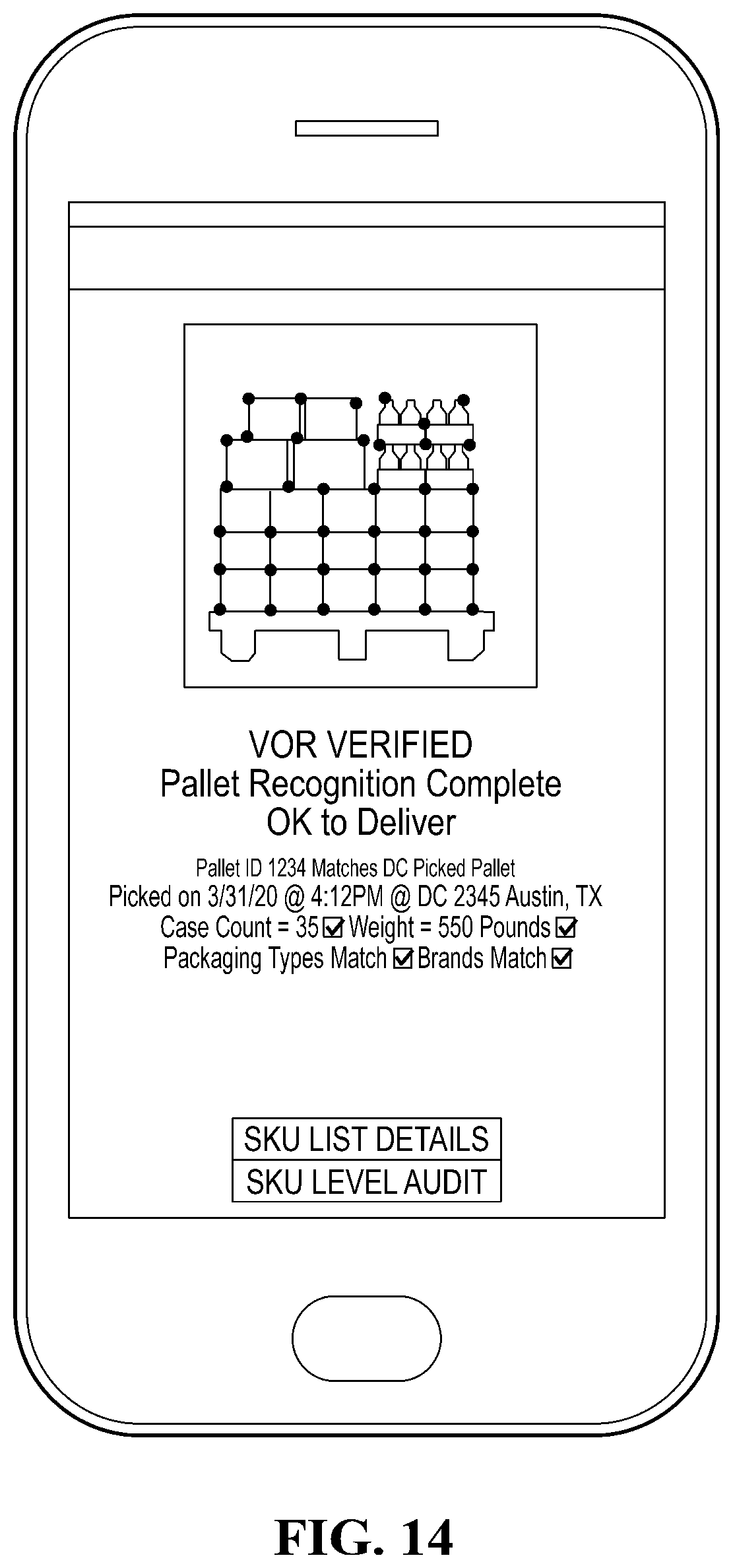 Patent US11787585 Figure 16 – Pallet wrapper and imaging system