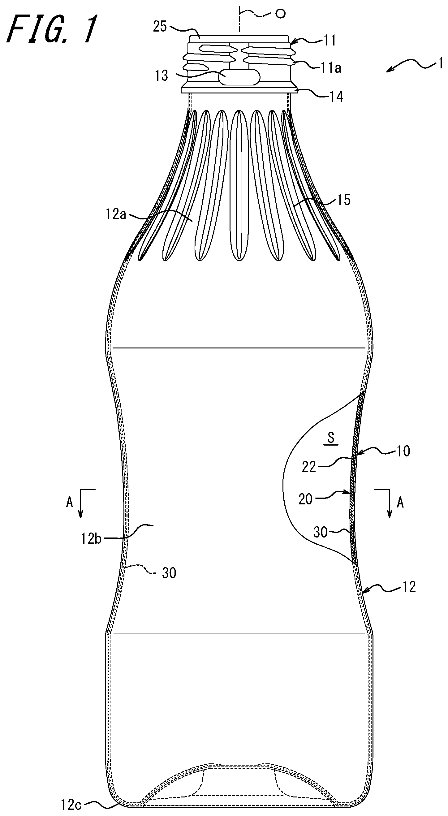 Patent US11787589 — Delamination container — Figure 1