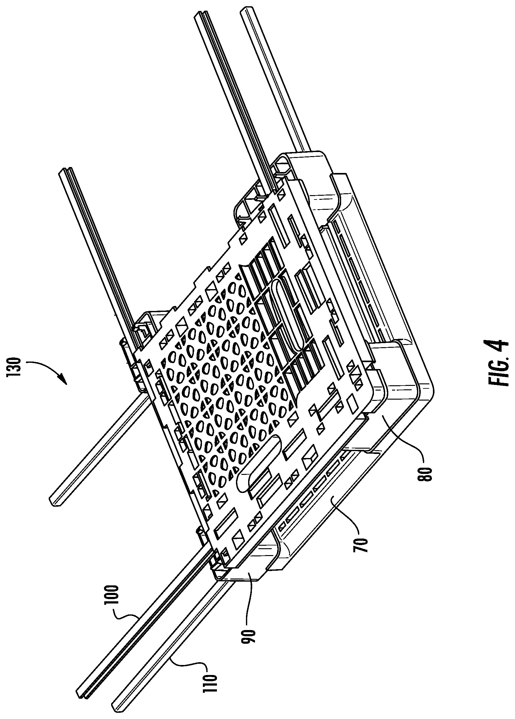 Patent US11787598 Figure 4 – Repairable plastic pallet with removable support blocks and associated methods