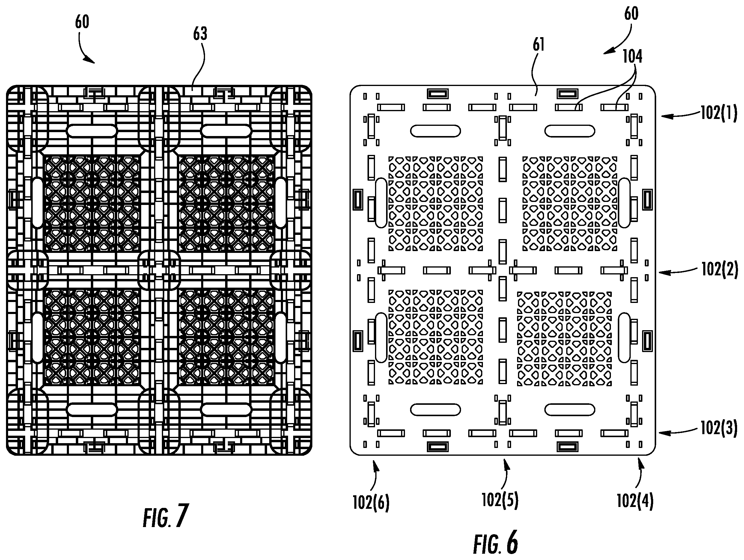 Patent US11787598 Figure 6 – Repairable plastic pallet with removable support blocks and associated methods