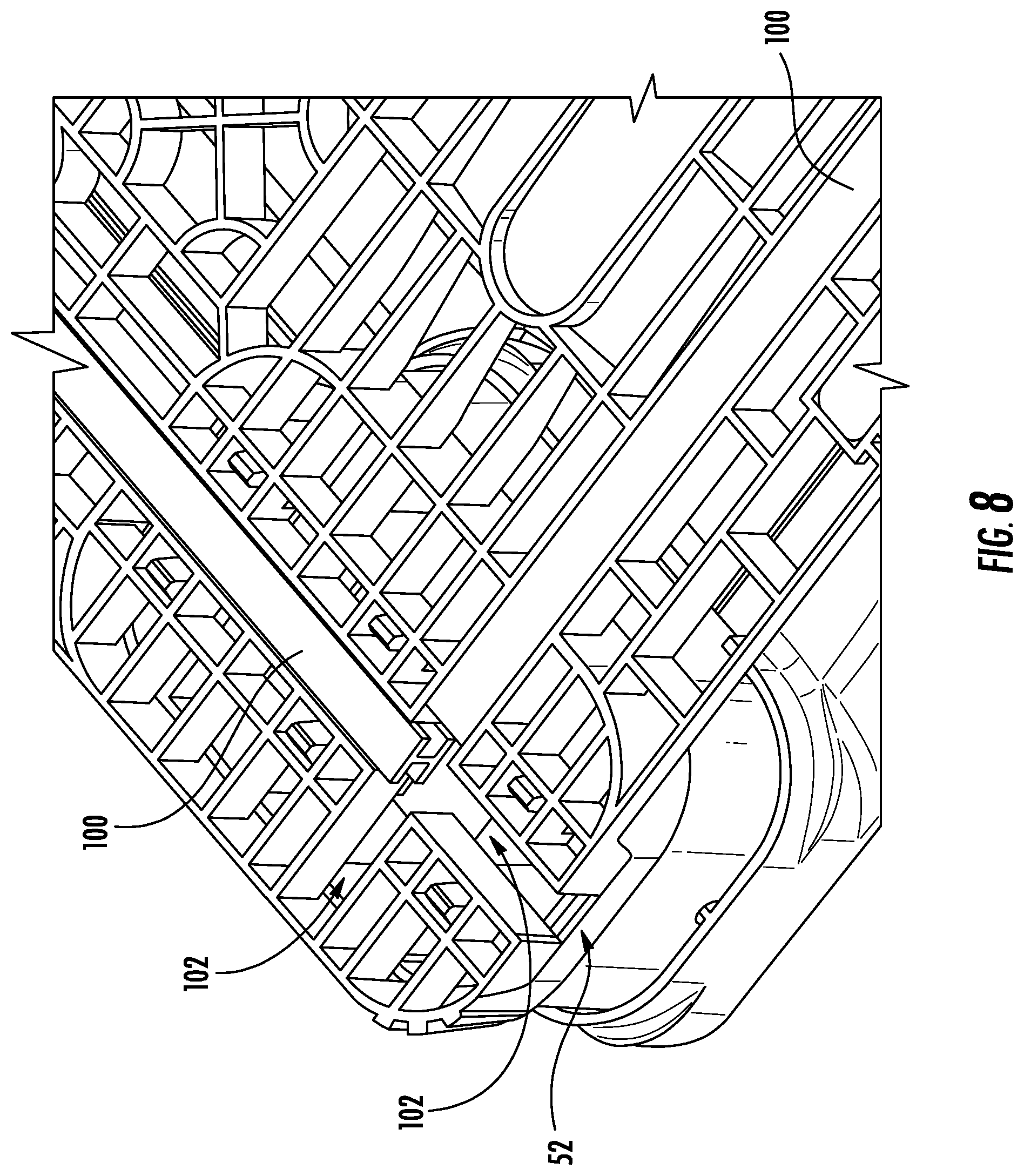 Patent US11787598 Figure 7 – Repairable plastic pallet with removable support blocks and associated methods