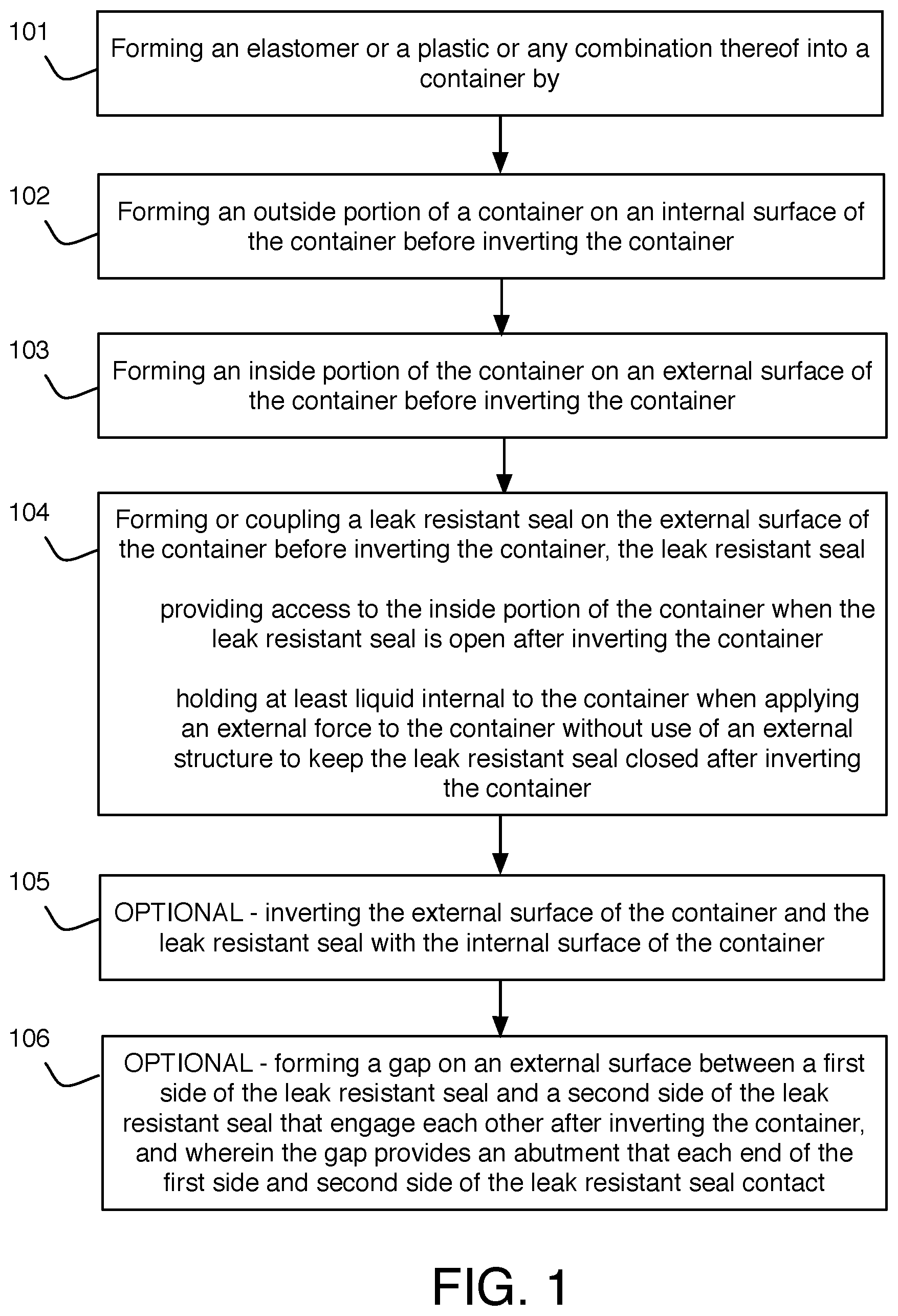 Patent US11787600 Figure 1 – Container having a leak resistant seal