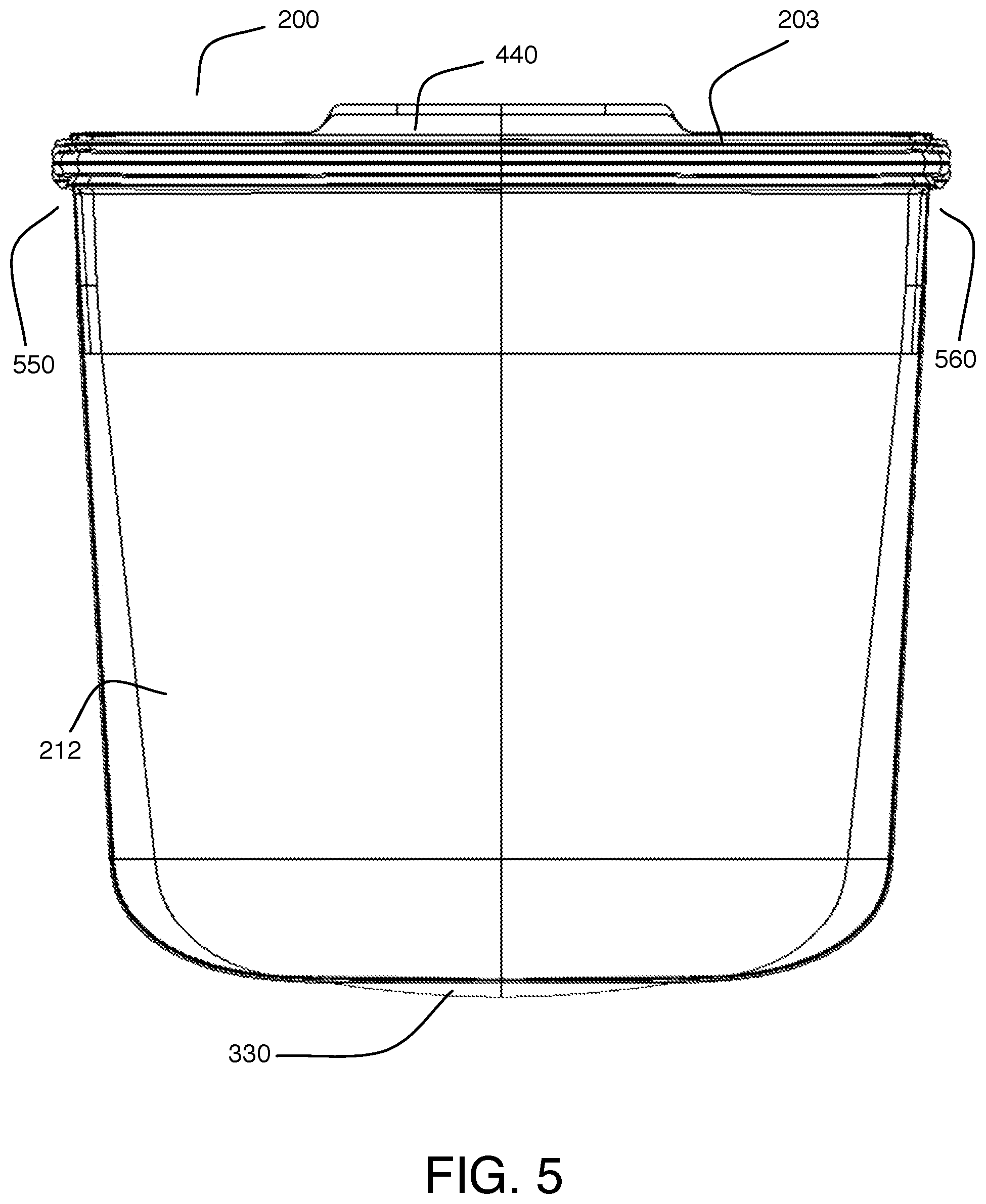 Patent US11787600 Figure 5 – Container having a leak resistant seal