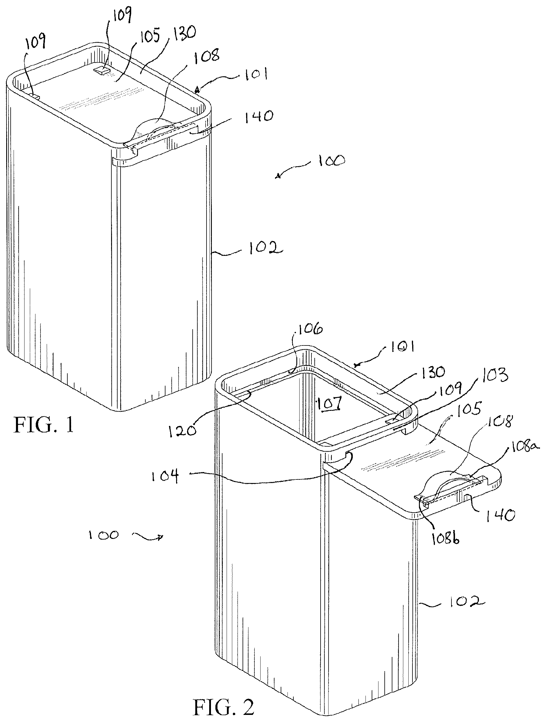 Patent US11787603 Figure 1 – Sliding closure and container