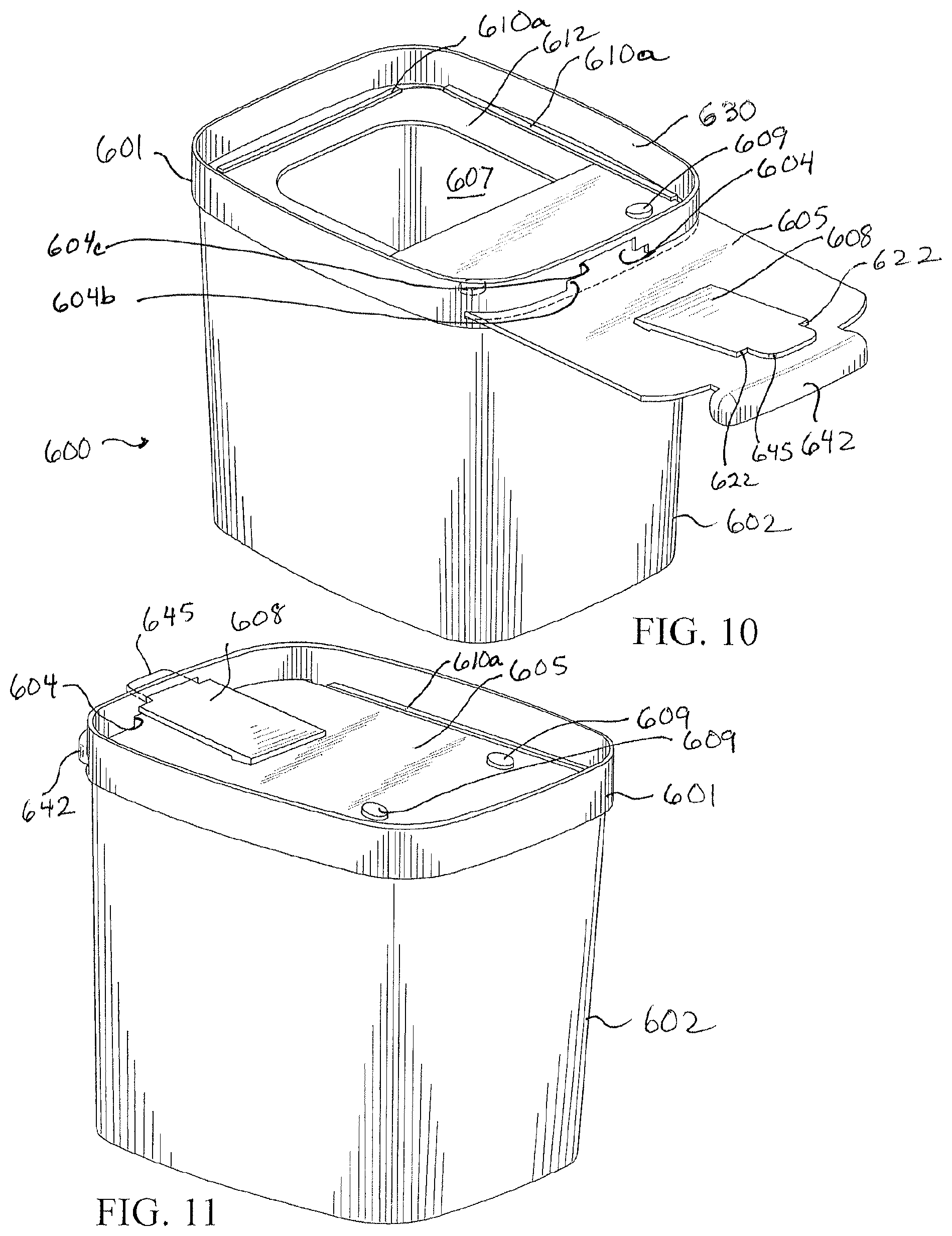 Patent US11787603 Figure 6 – Sliding closure and container