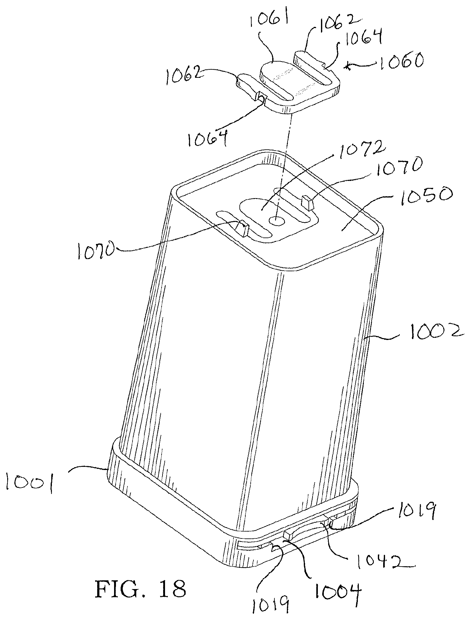 Patent US11787603 Figure 12 – Sliding closure and container