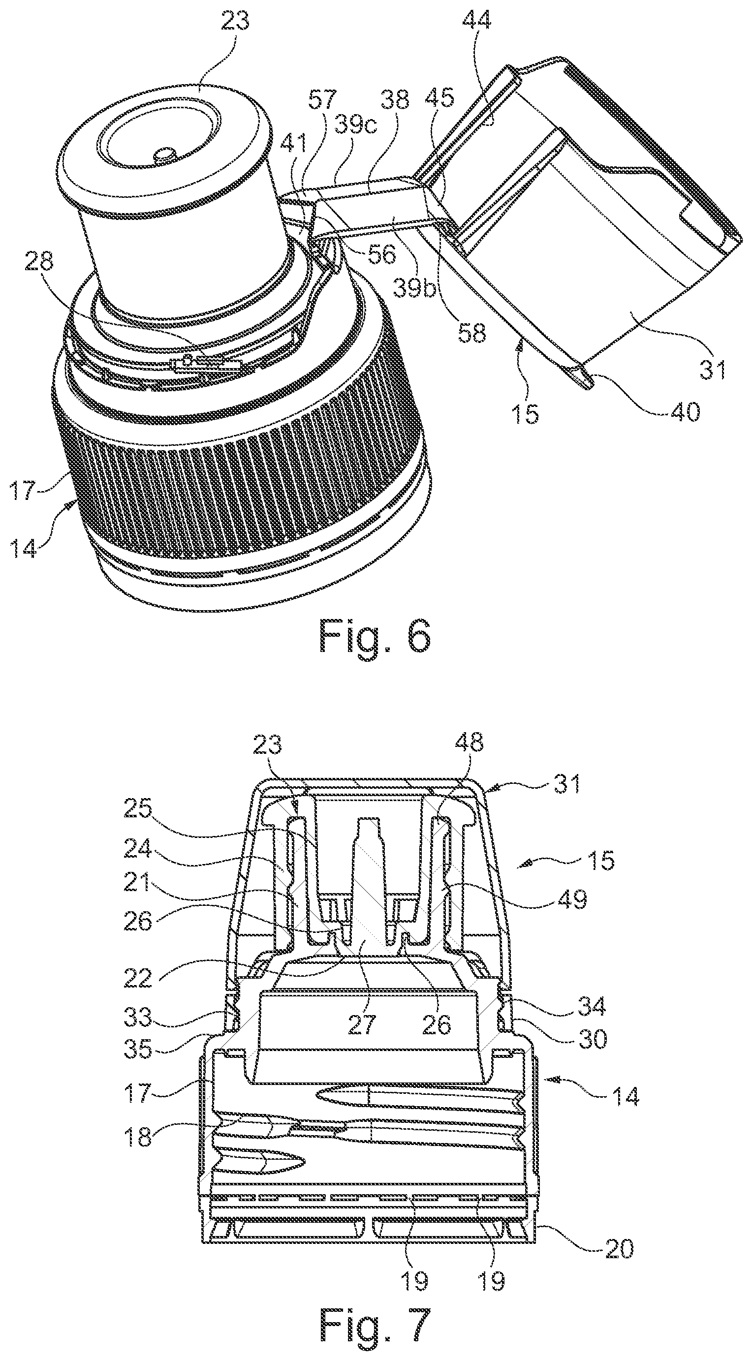 Patent US11787604 Figure 3 – Cap for a container with a hinged lid