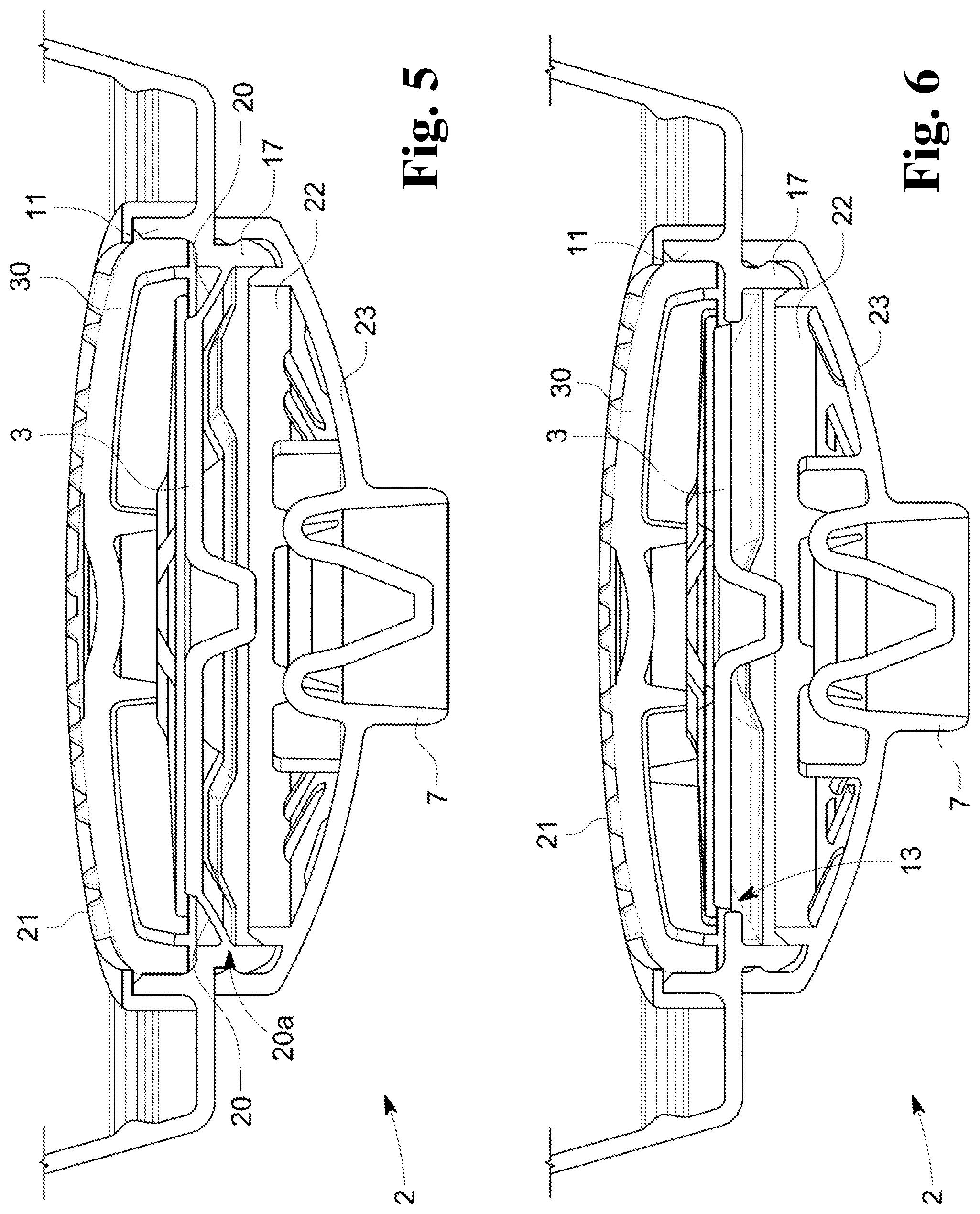 Patent US11787623 Figure 5 – Single serve capsule having weak points and thinned points in the capsule base