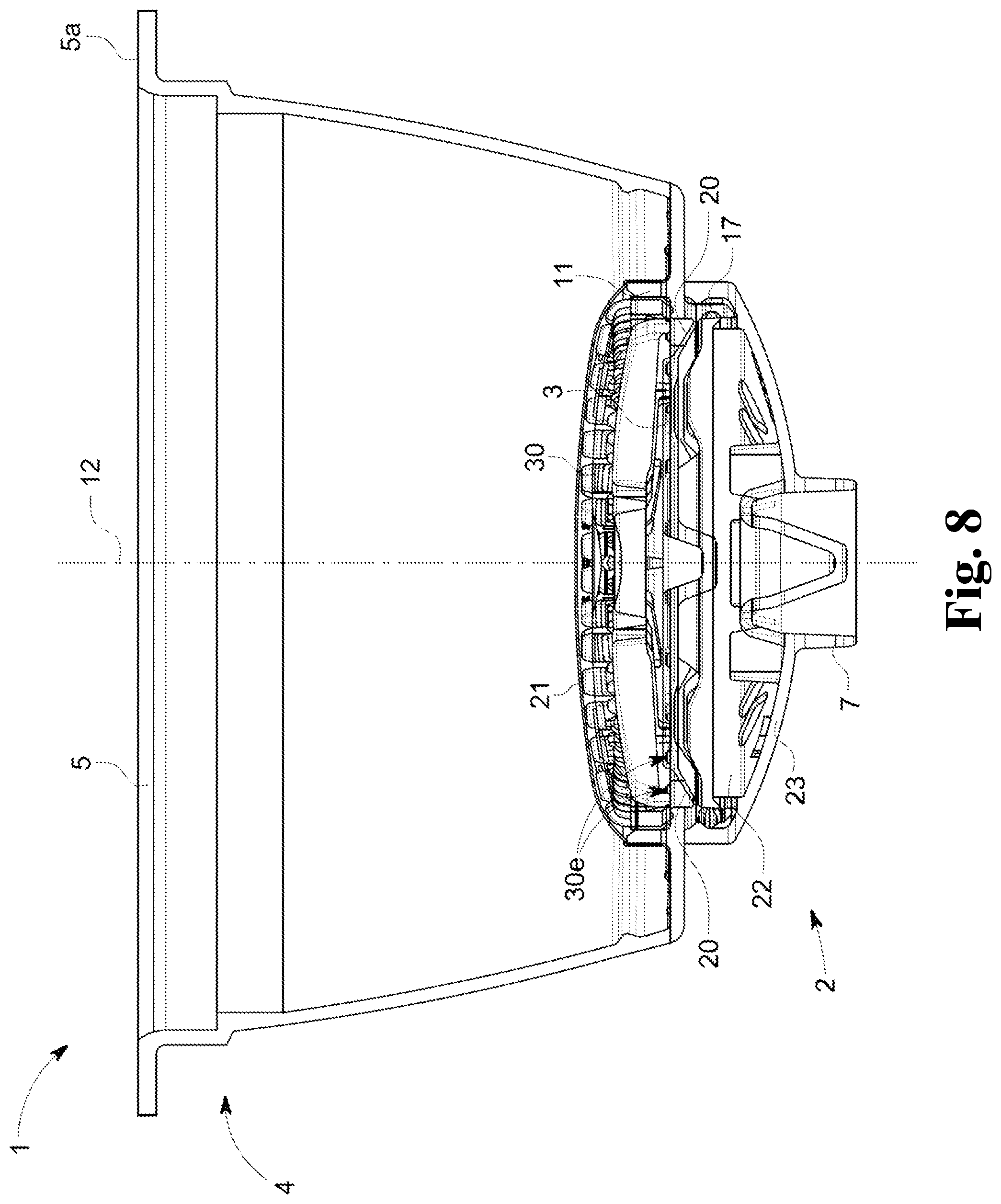 Patent US11787623 Figure 7 – Single serve capsule having weak points and thinned points in the capsule base