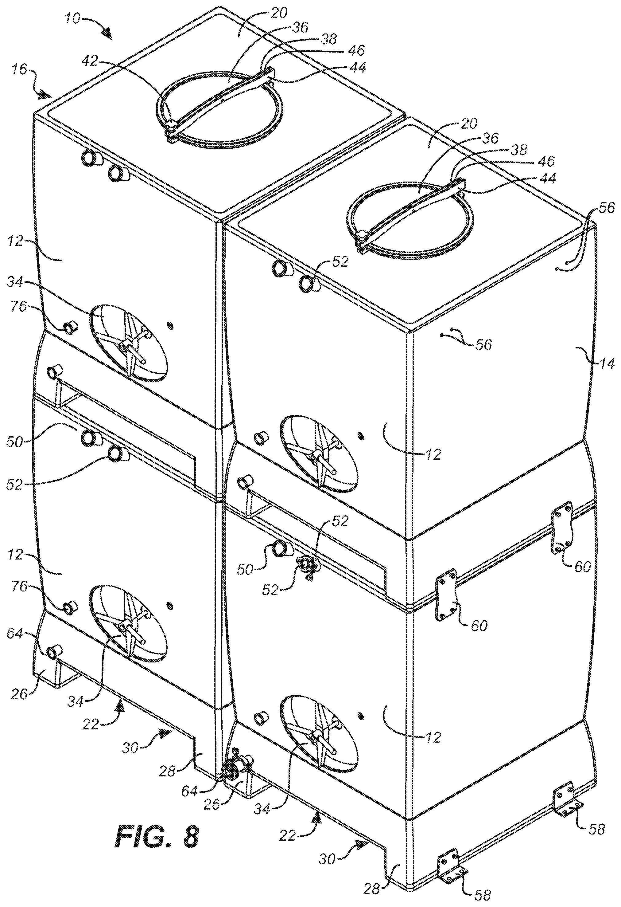 Patent US11787624 Figure 5 – Stackable cast stone composite fermentation and storage tank