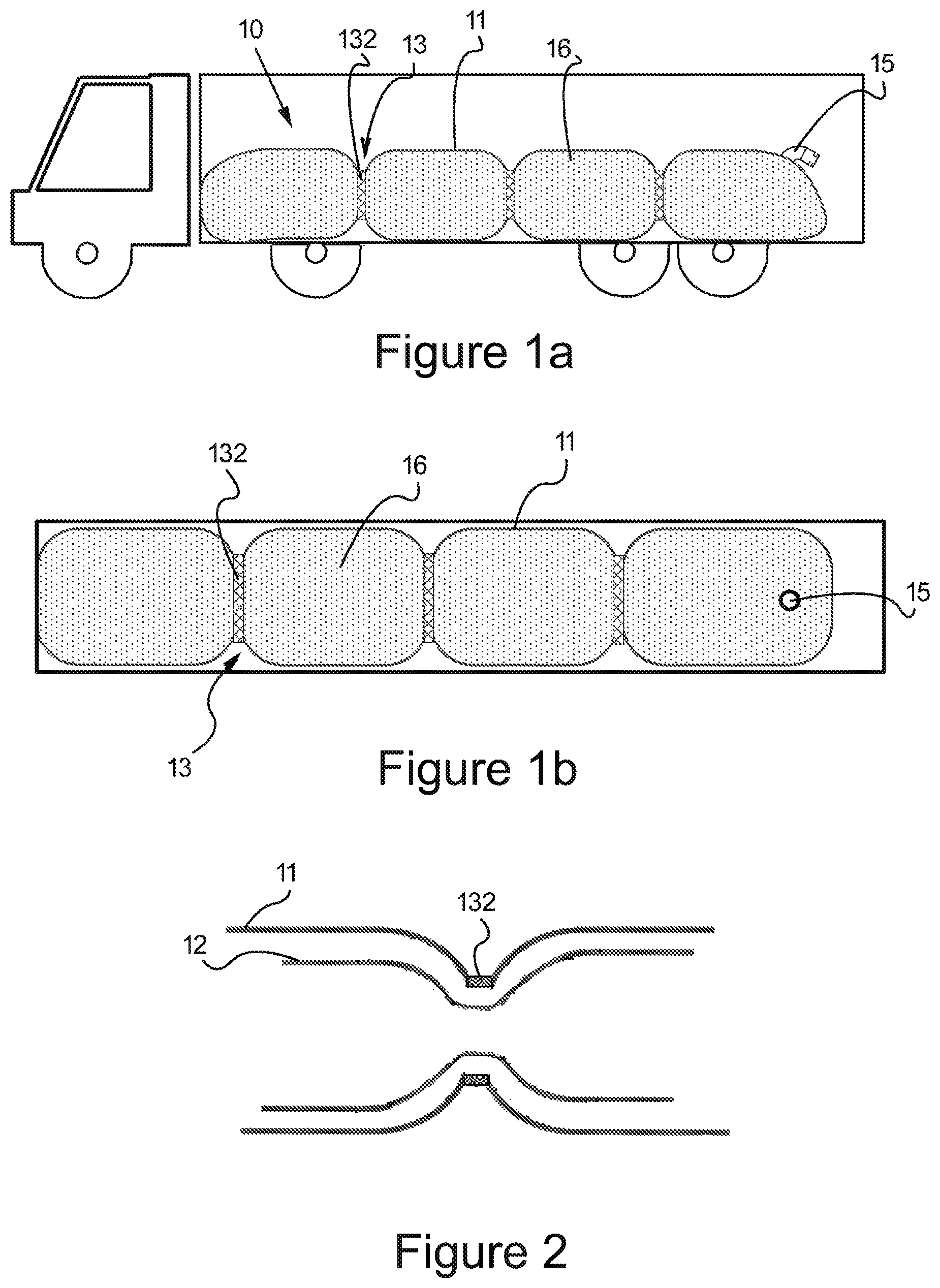 Patent US11787626 Figure 1 – Flexible big bag embodiment preventing wave
