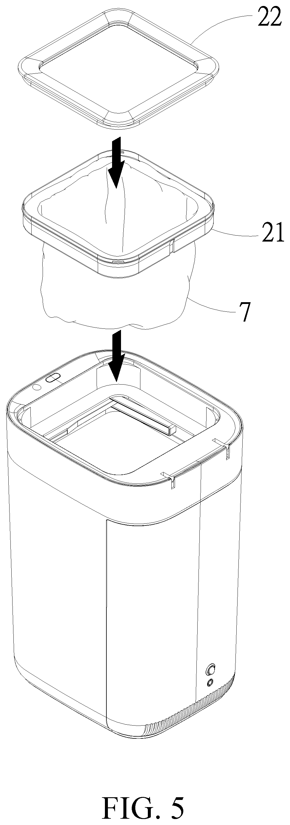 Patent US11787628 Figure 5 – Smart trash can