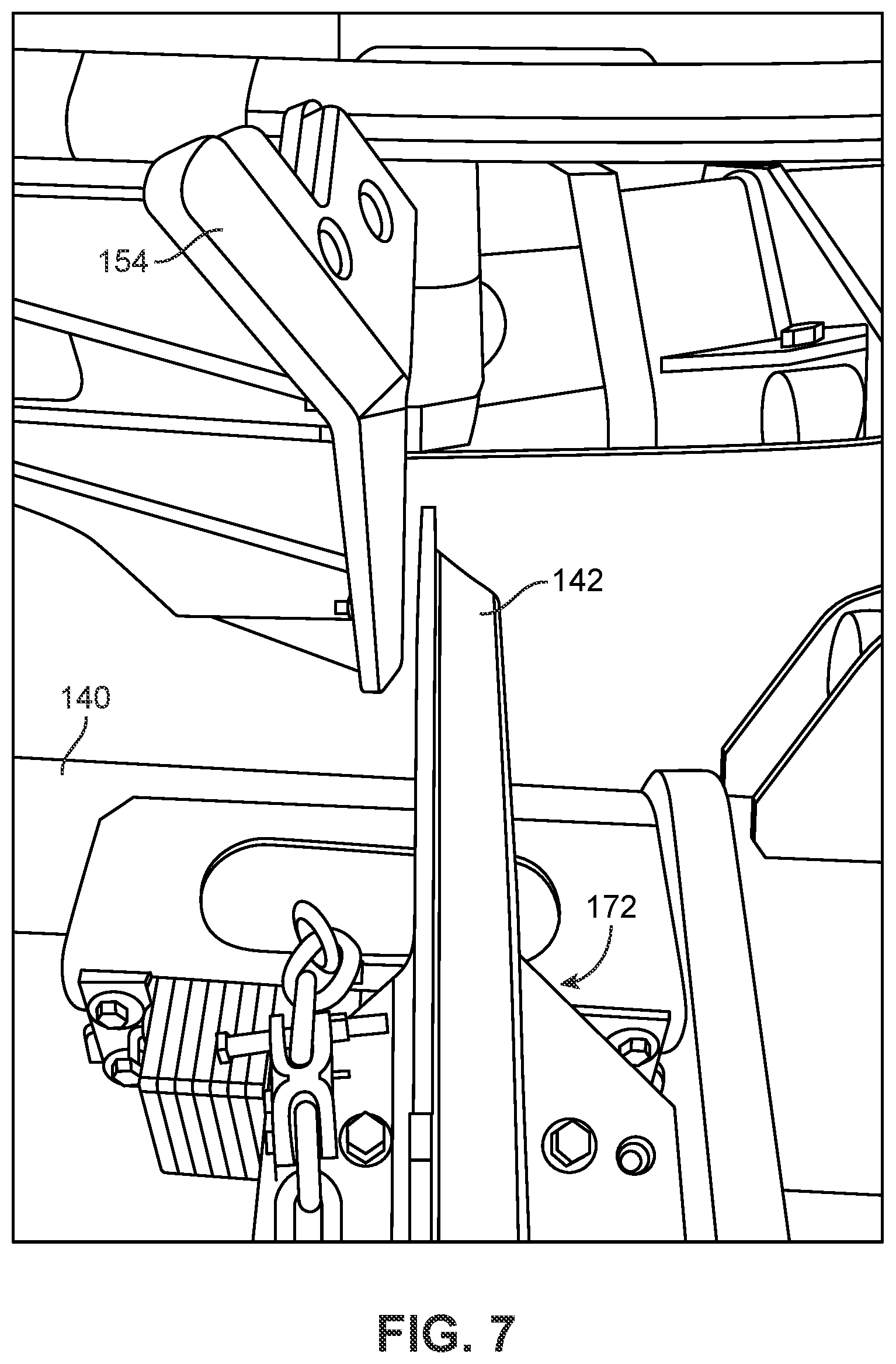 Patent US11787629 Figure 7 – Residential container guides for a front end loader