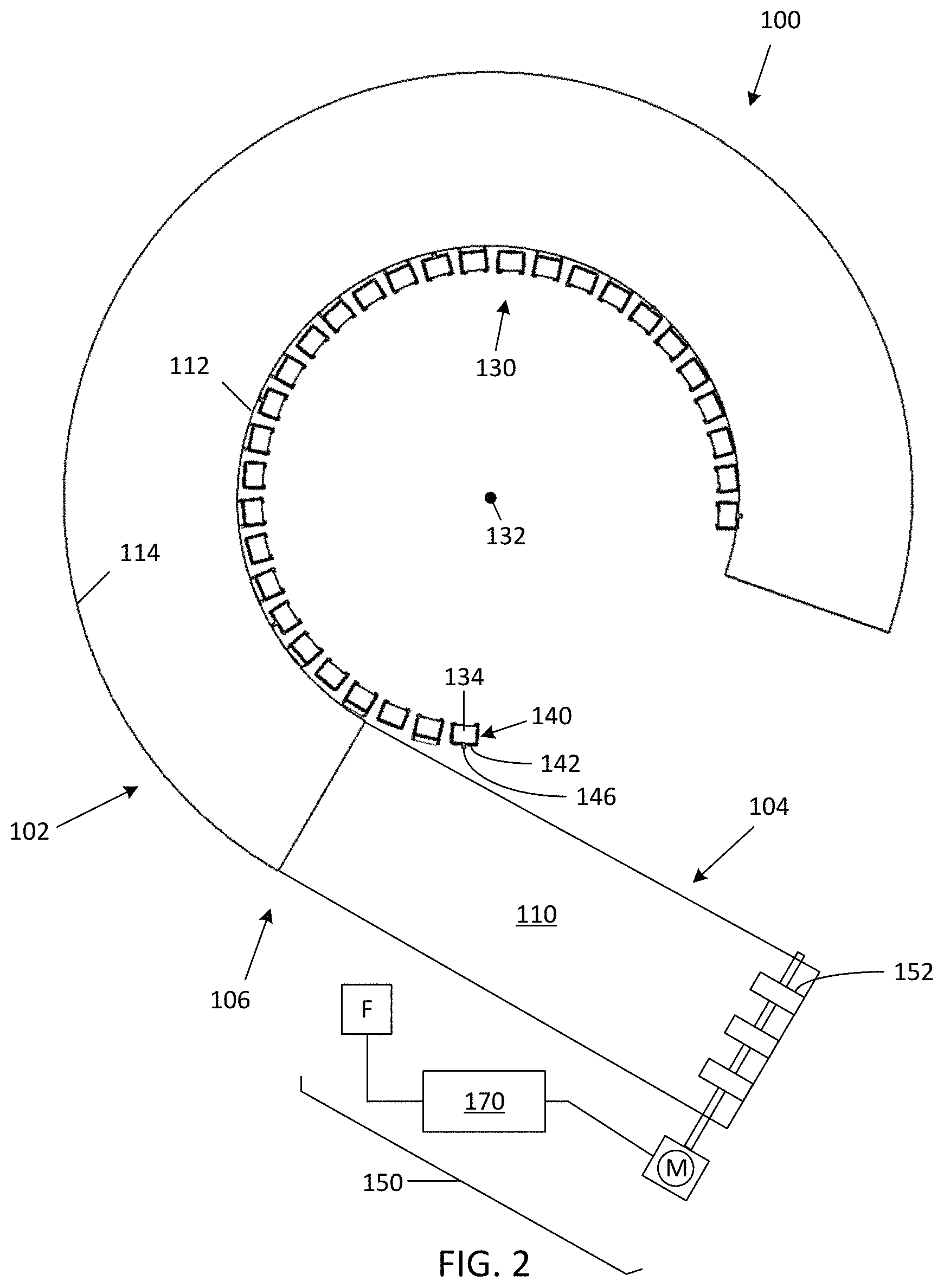 Patent US11787637 Figure 2 – Active direct drive spiral conveyor belt systems and methods