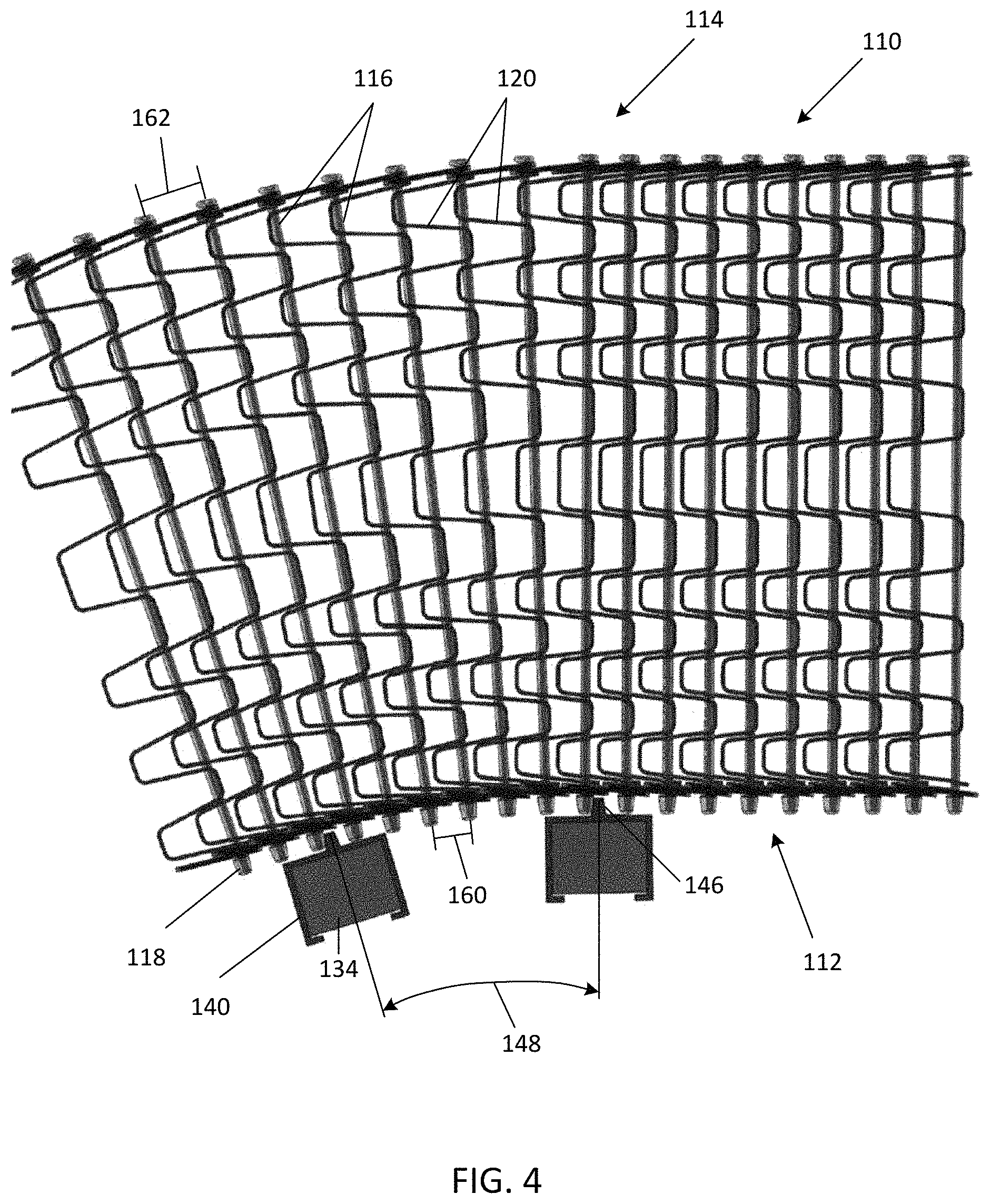 Patent US11787637 Figure 4 – Active direct drive spiral conveyor belt systems and methods