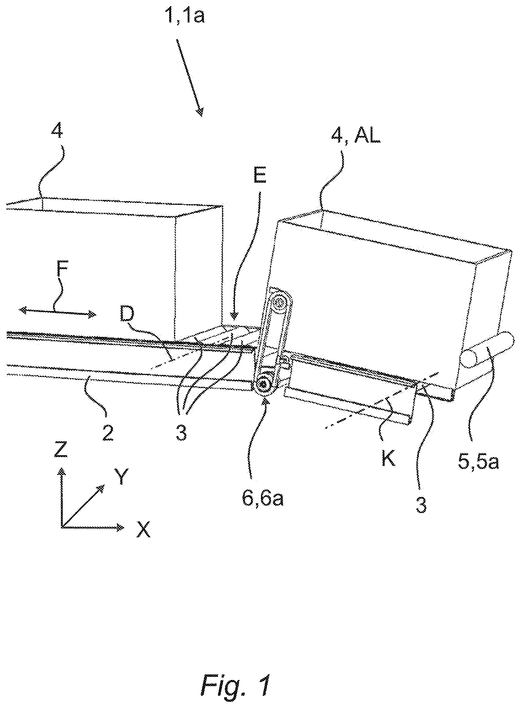 Patent US11787640 Figure 1 – Floor-bound continuous conveyor