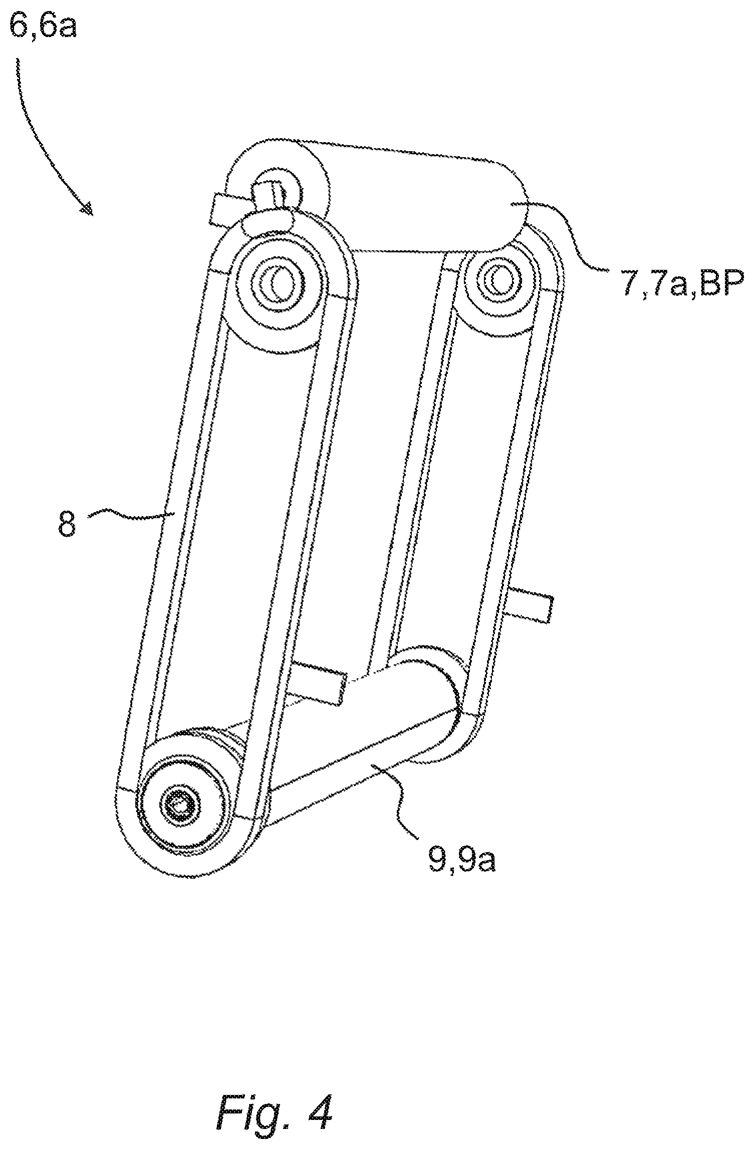 Patent US11787640 Figure 4 – Floor-bound continuous conveyor