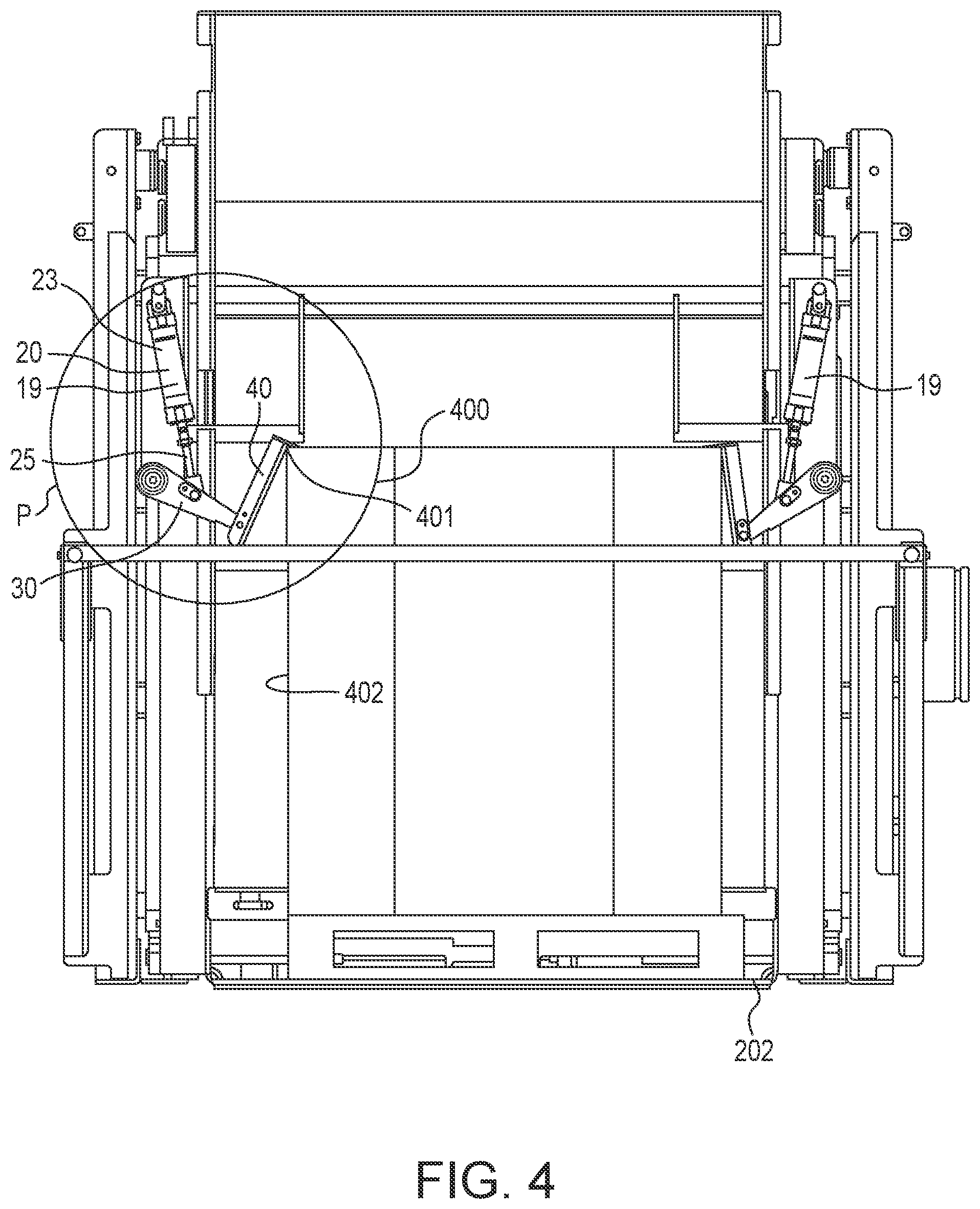 Patent US11787647 Figure 4 – Support system for meat container