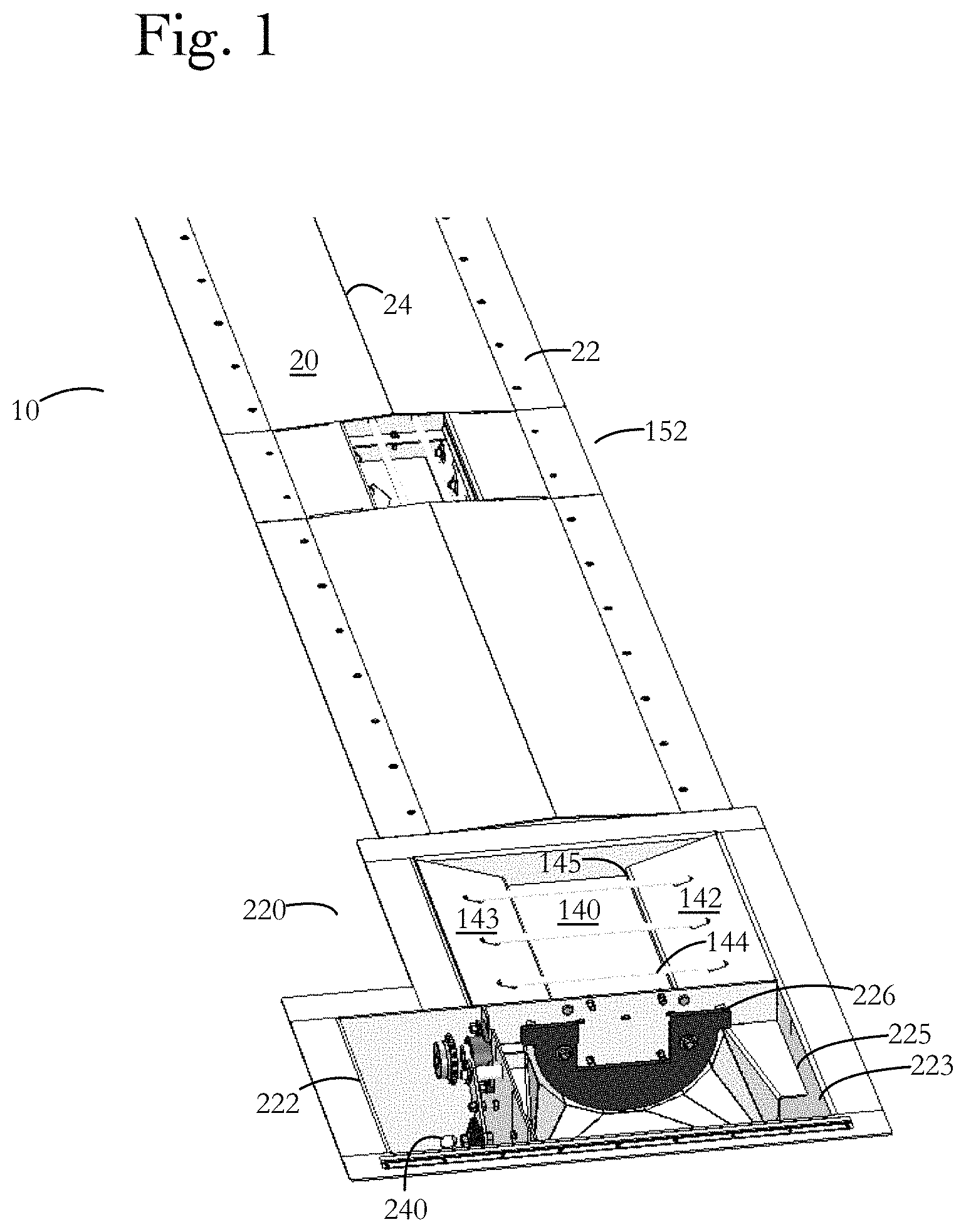 Patent US11787648 Figure 1 – Grain bin unloading conveyor system