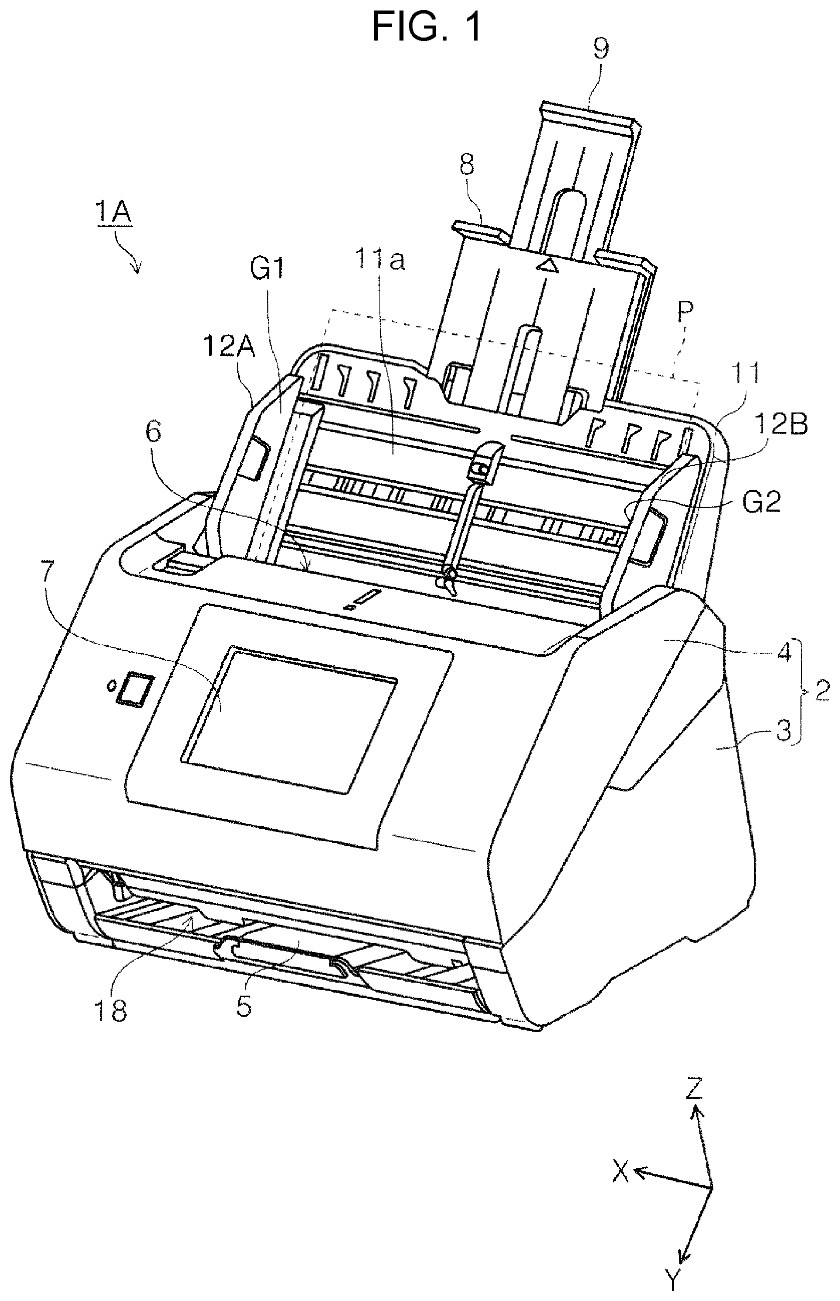 Patent US11787652 Figure 1 – Medium transporting device, image reading apparatus, and transporting control method