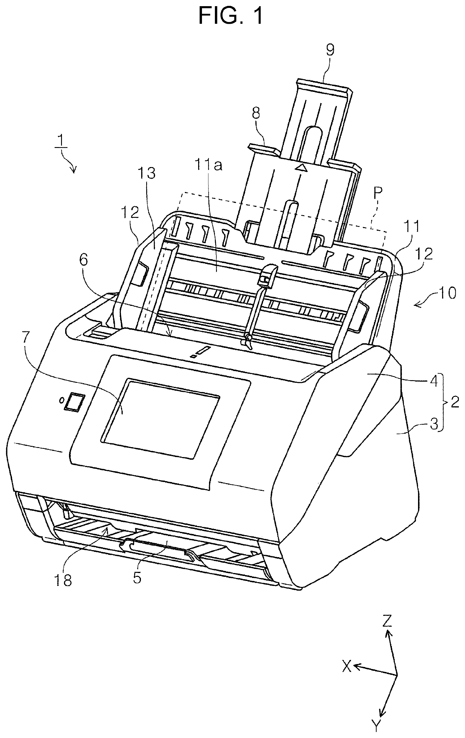 Patent US11787653 Figure 1 – Medium feeding device and image reading apparatus