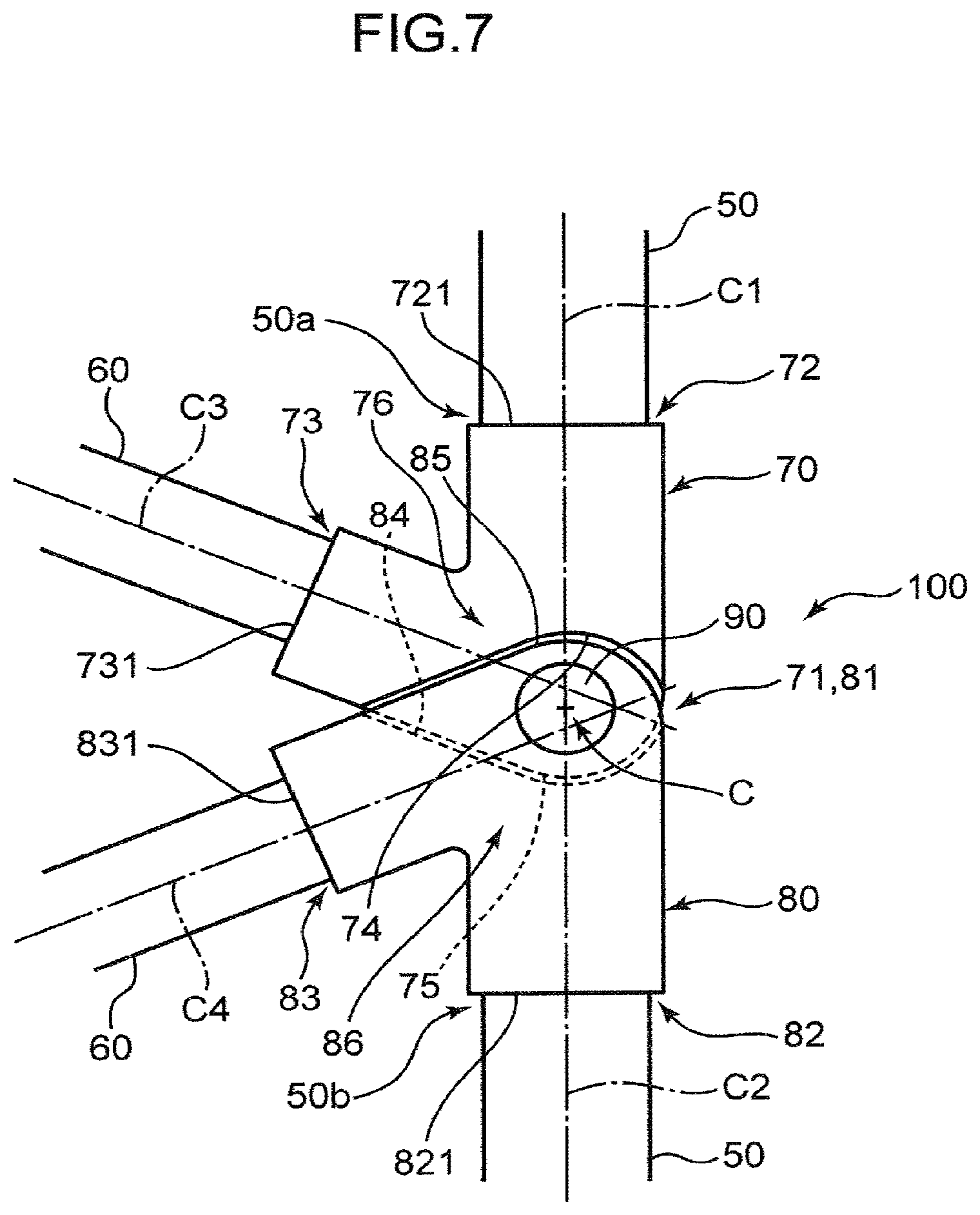 Patent US11787672 Figure 7 – Lattice structure, lattice structure coupling body, work machine, and connector
