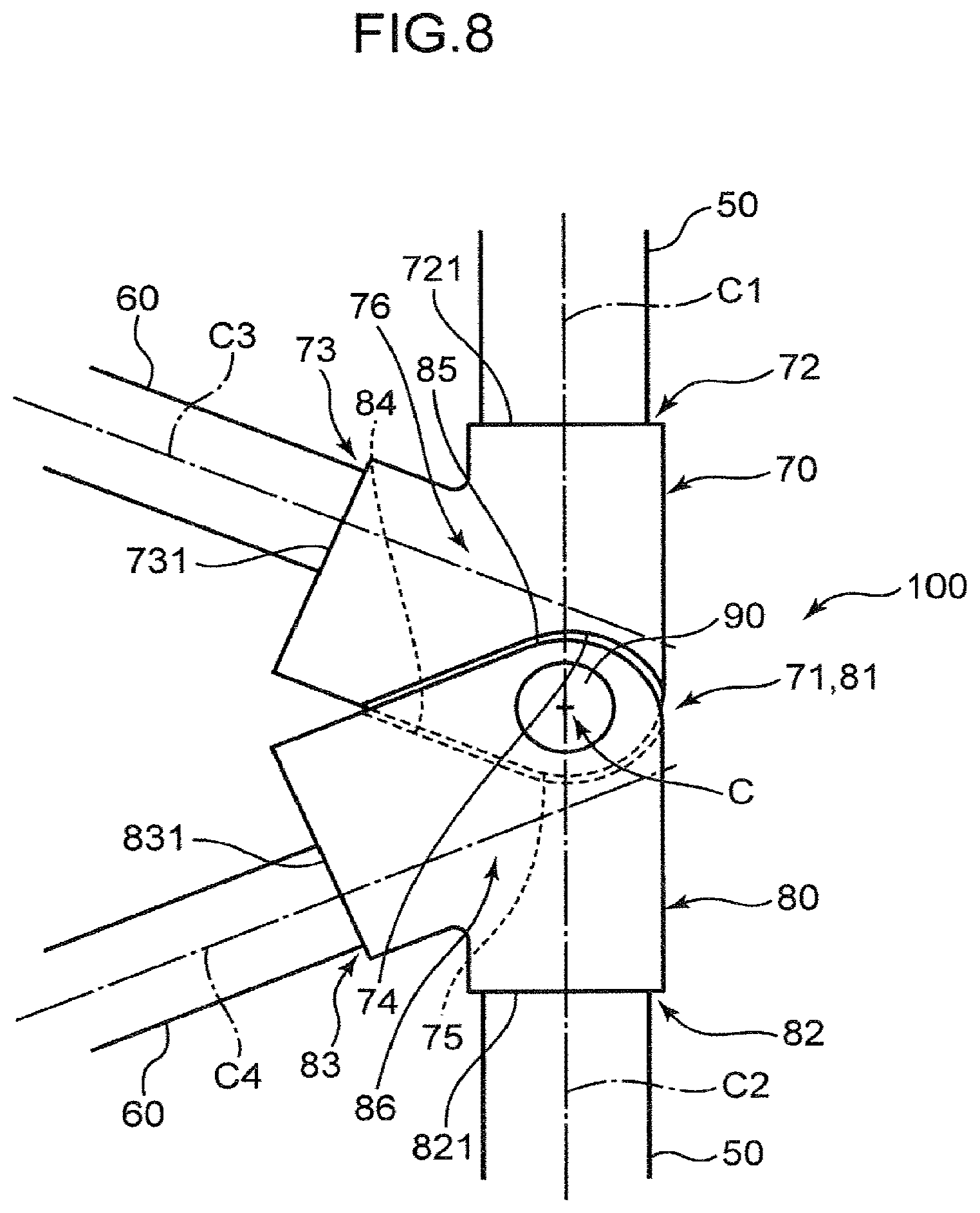 Patent US11787672 Figure 8 – Lattice structure, lattice structure coupling body, work machine, and connector