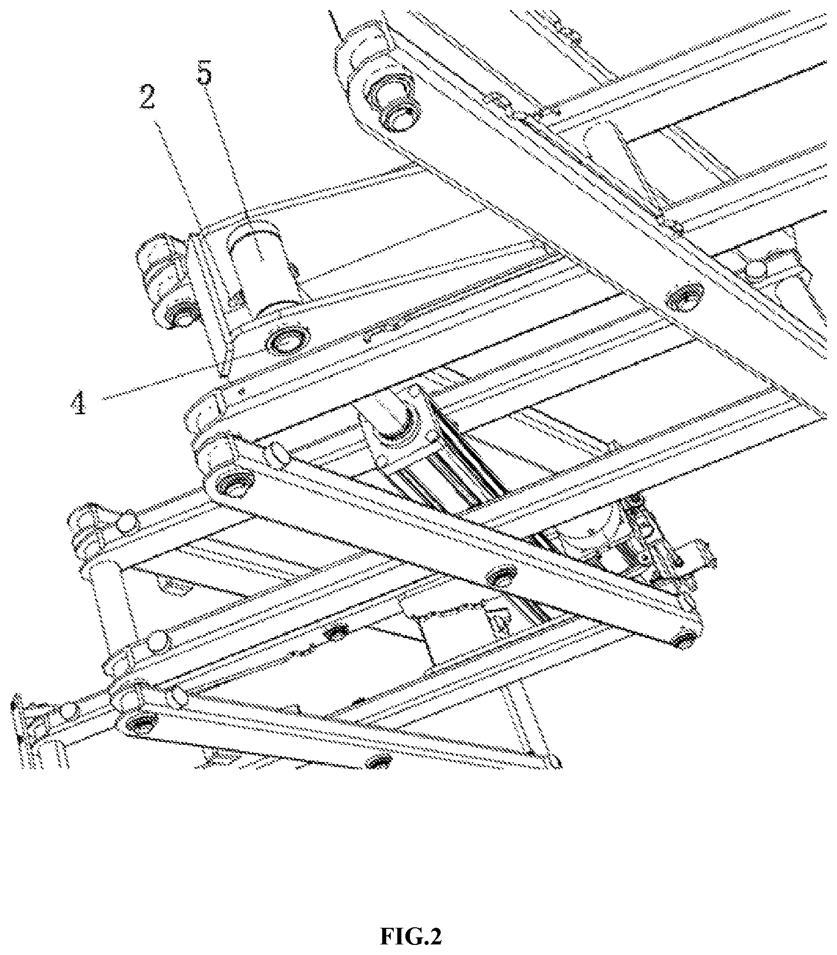Patent US11787675 Figure 2 – Scissor aerial work platform and scissor lifting assembly thereof
