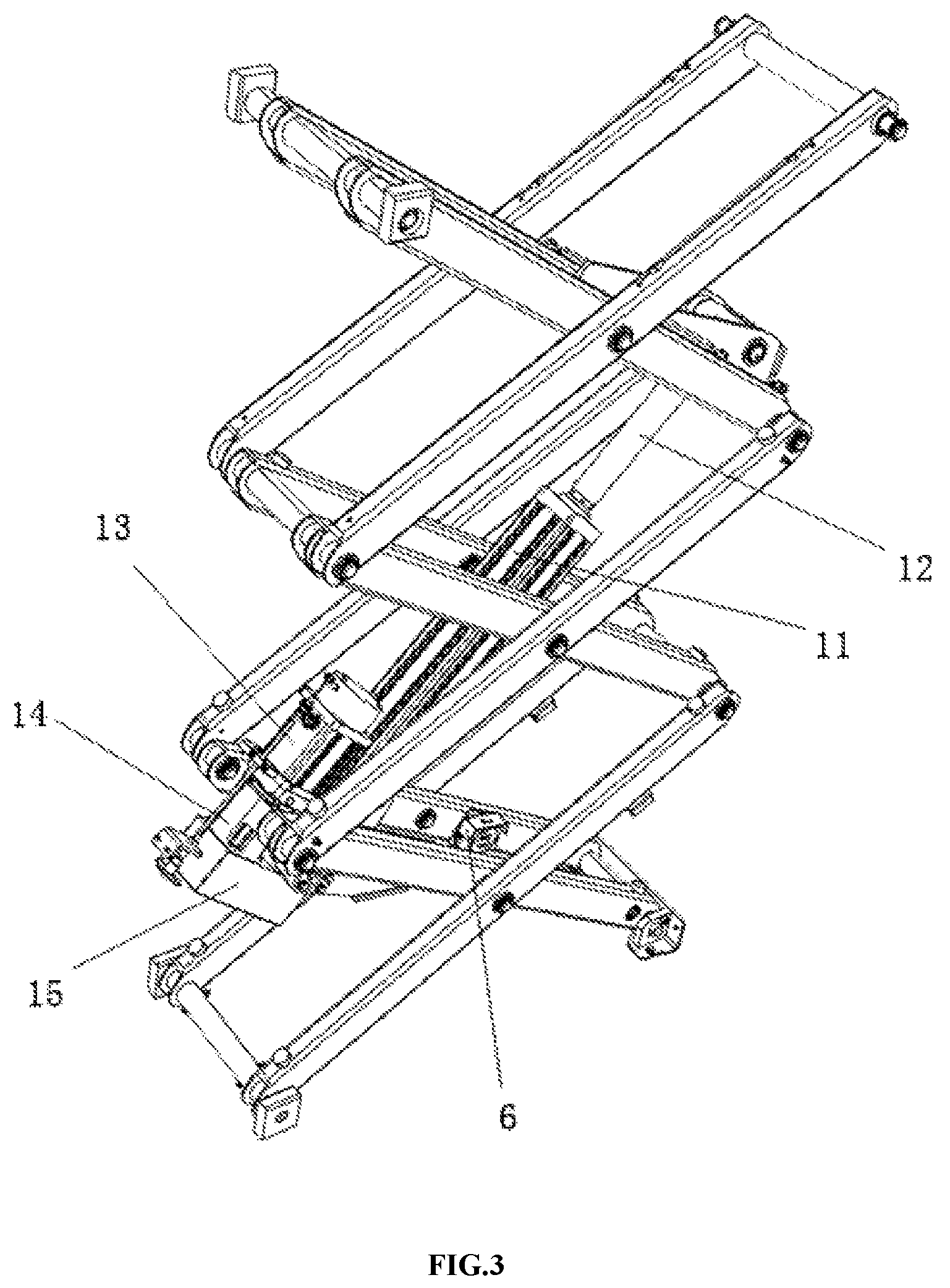Patent US11787675 Figure 3 – Scissor aerial work platform and scissor lifting assembly thereof