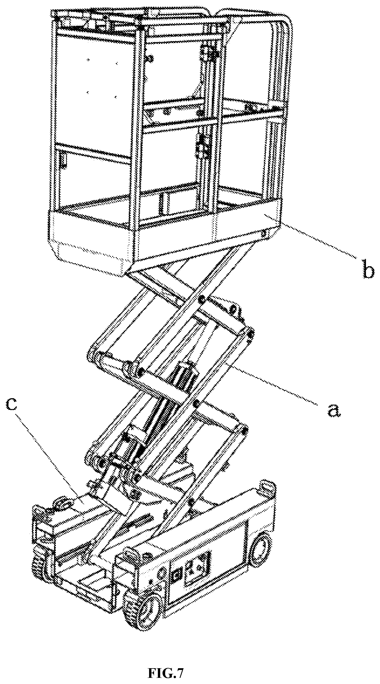 Patent US11787675 Figure 6 – Scissor aerial work platform and scissor lifting assembly thereof