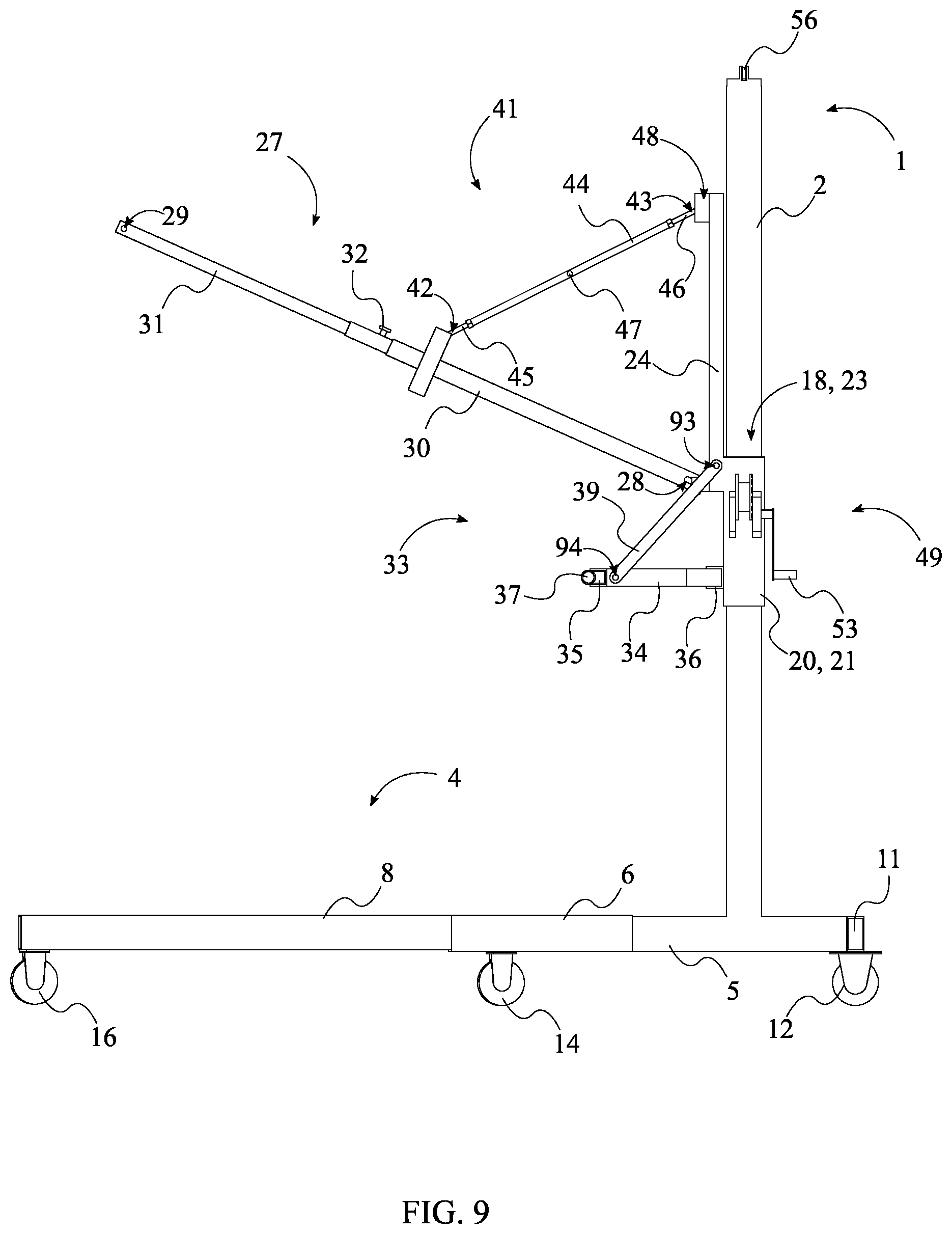 Patent US11787676 Figure 9 – Heavy load lifting system