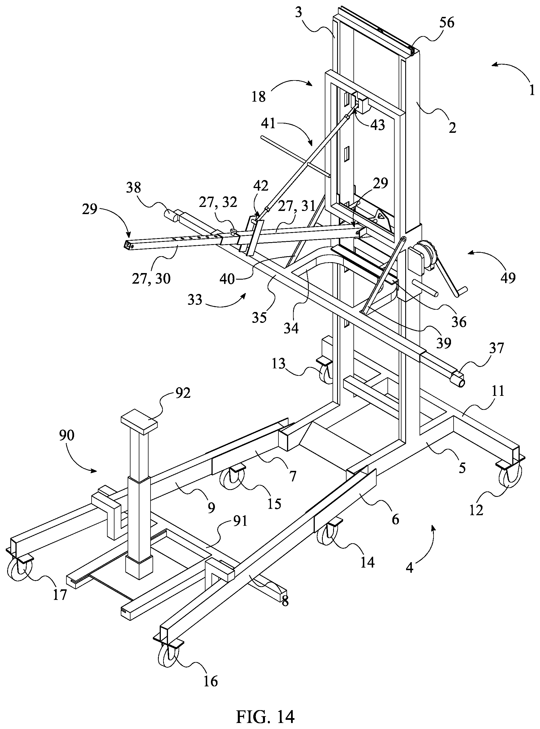 Patent US11787676 Figure 14 – Heavy load lifting system