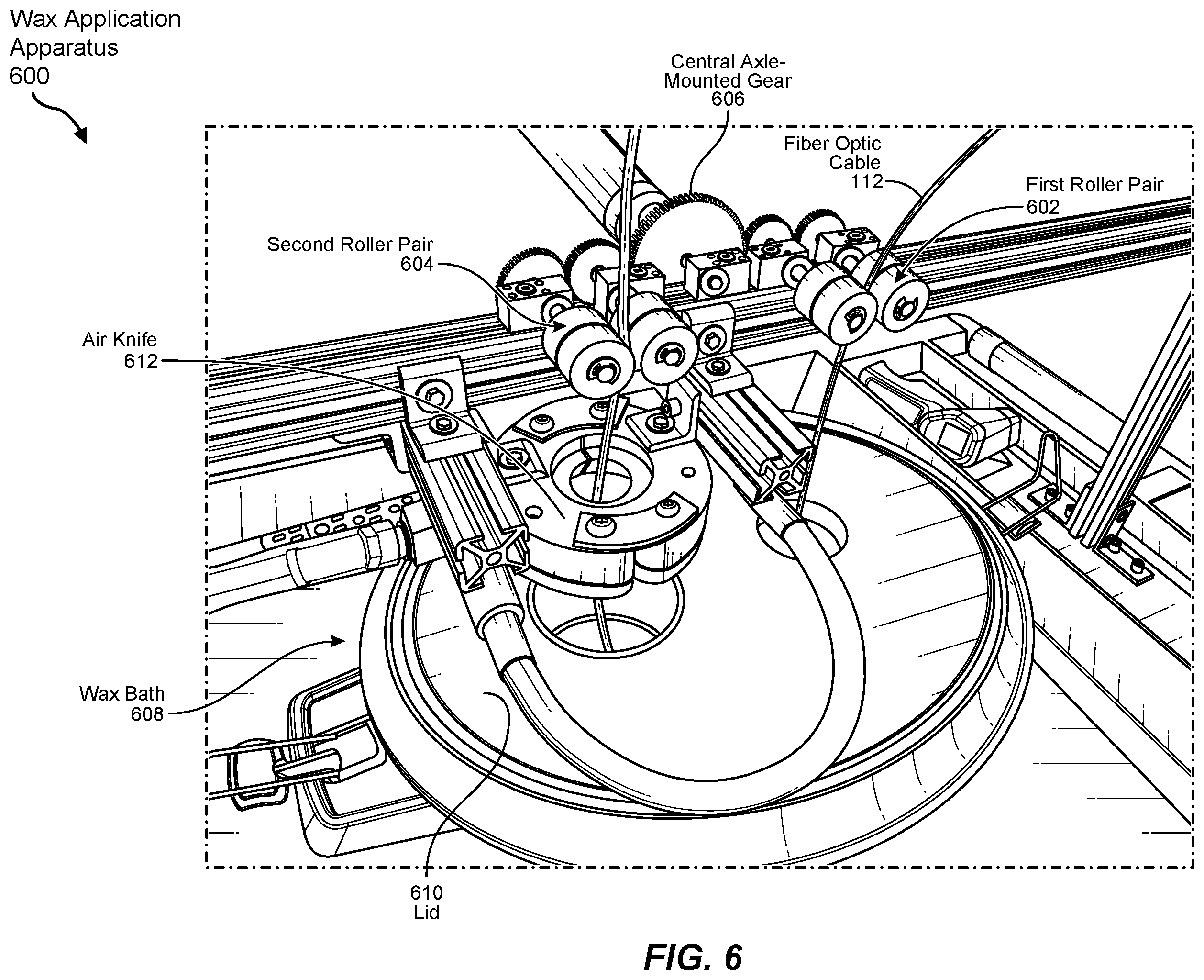 Patent US11787736 Figure 6 – Spool-free fiber optic cable configuration for cable installation onto a powerline conductor