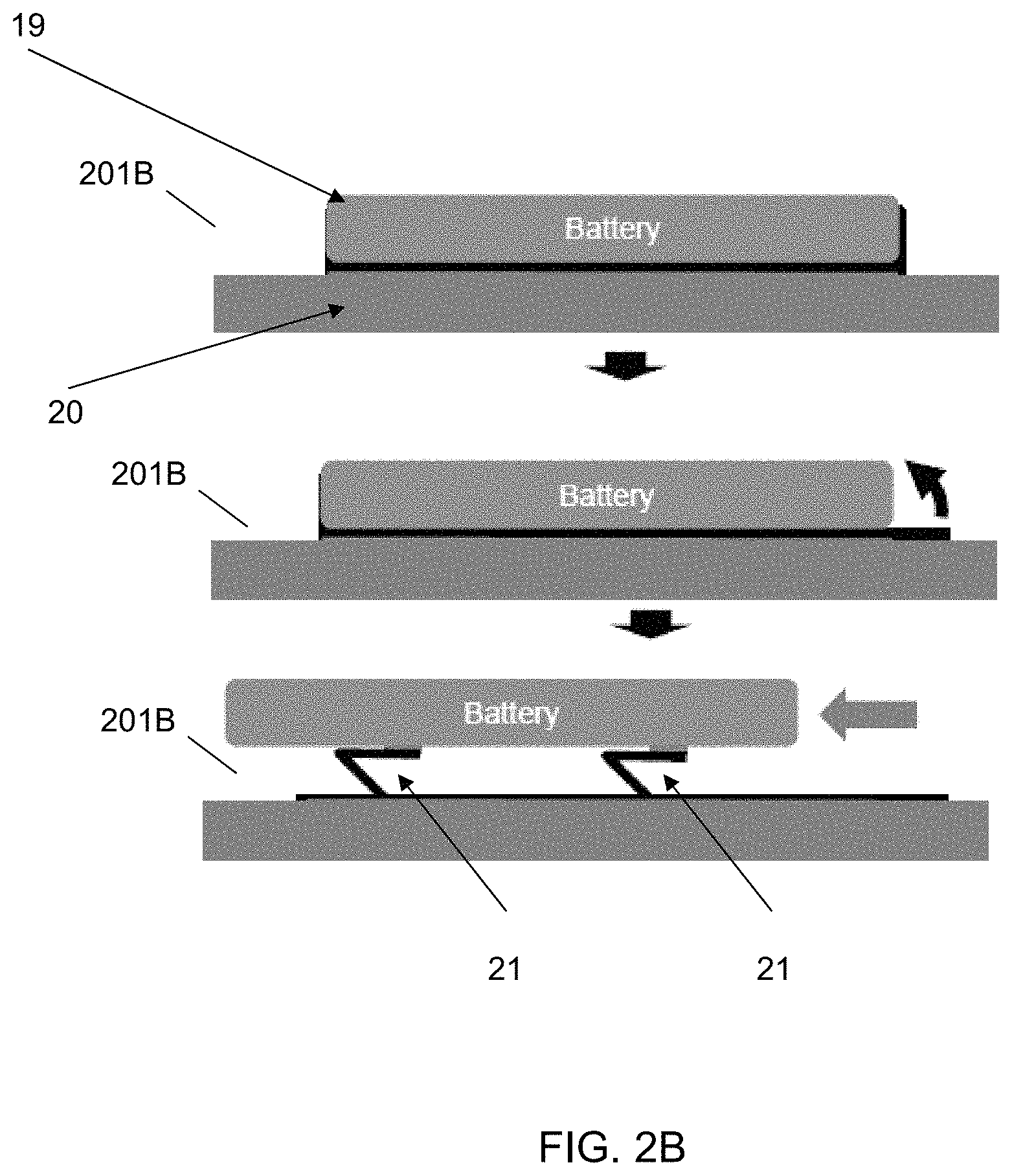 Patent US11787980 Figure 3 – Adhesive battery securement