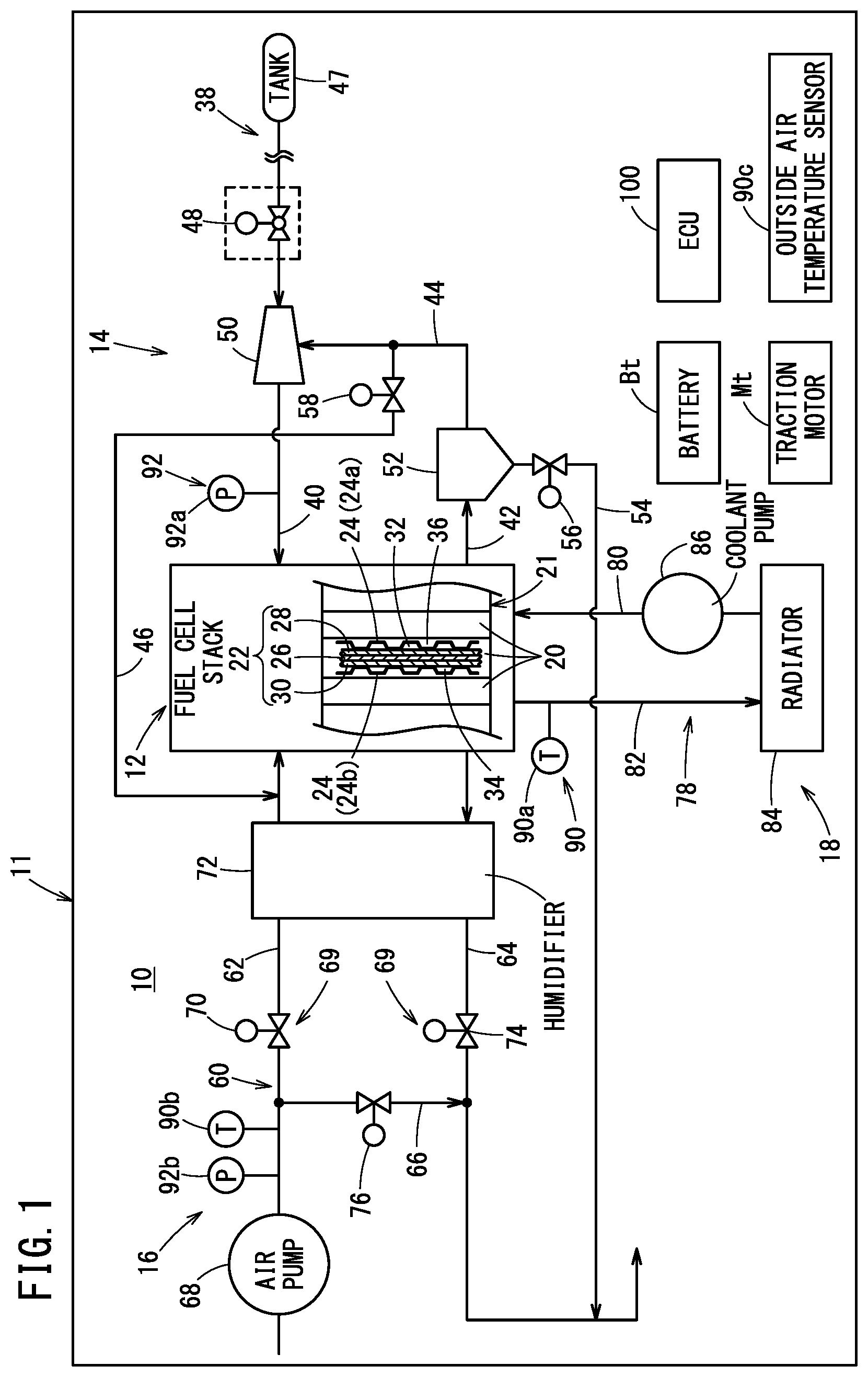 Patent US11791481 Figure 1 – Fuel cell system