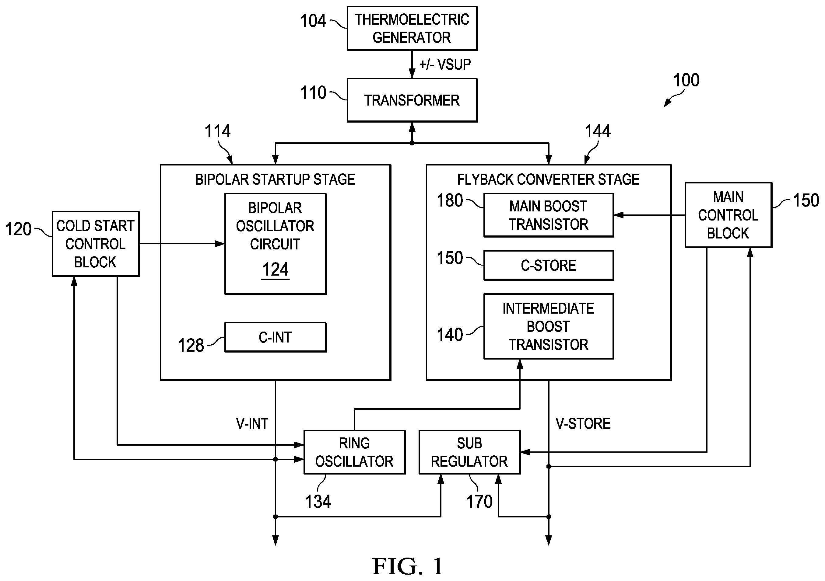 Patent US11791714 Figure 1 – Voltage conversion and charging from low bipolar input voltage
