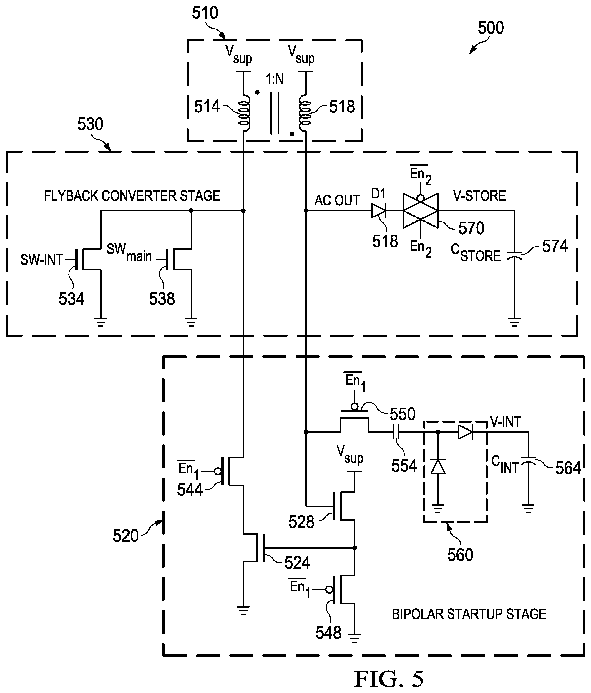 Patent US11791714 Figure 4 – Voltage conversion and charging from low bipolar input voltage