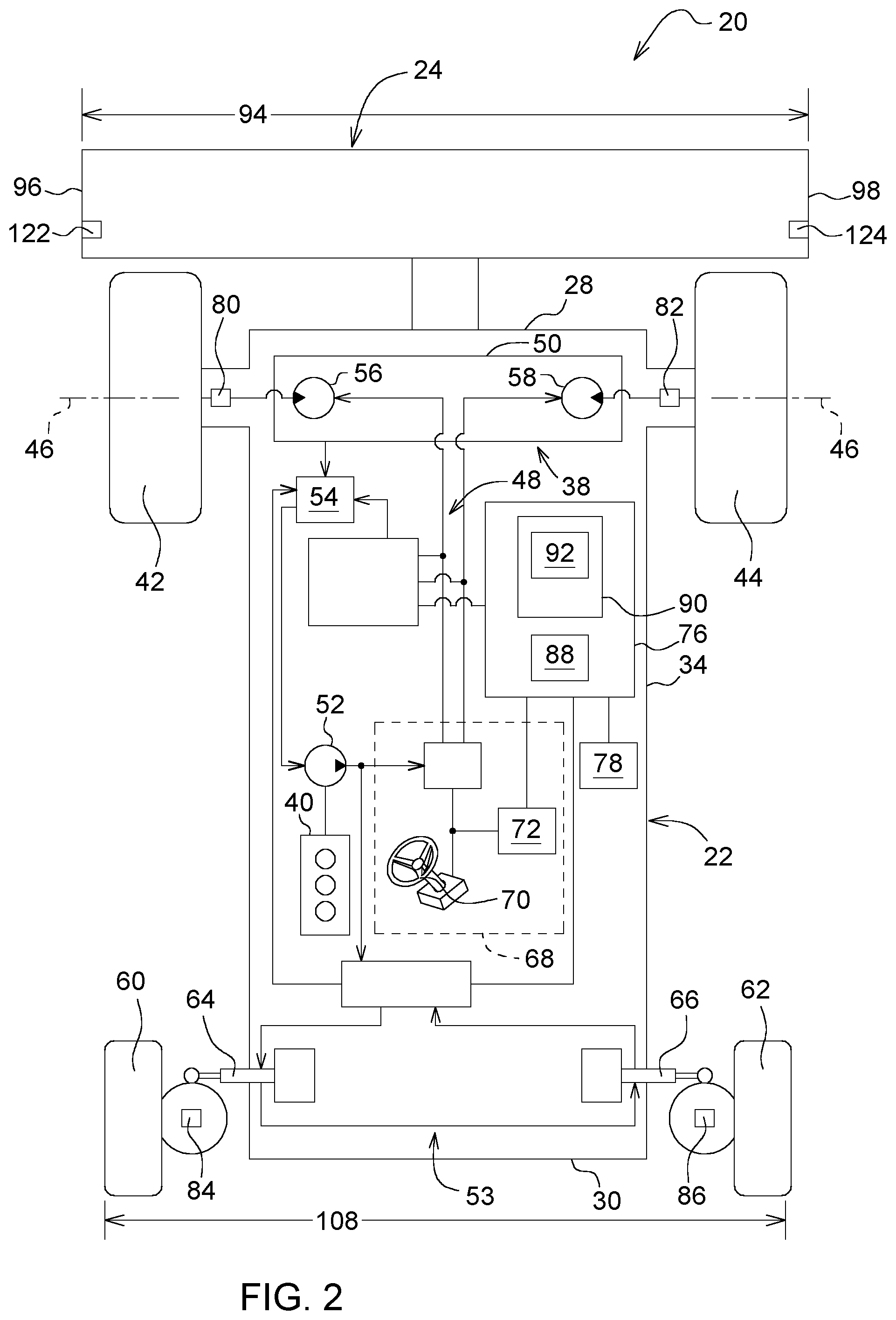Patent US11793099 Figure 2 – Harvester implement steering control system to prevent over-running harvester head end during turn