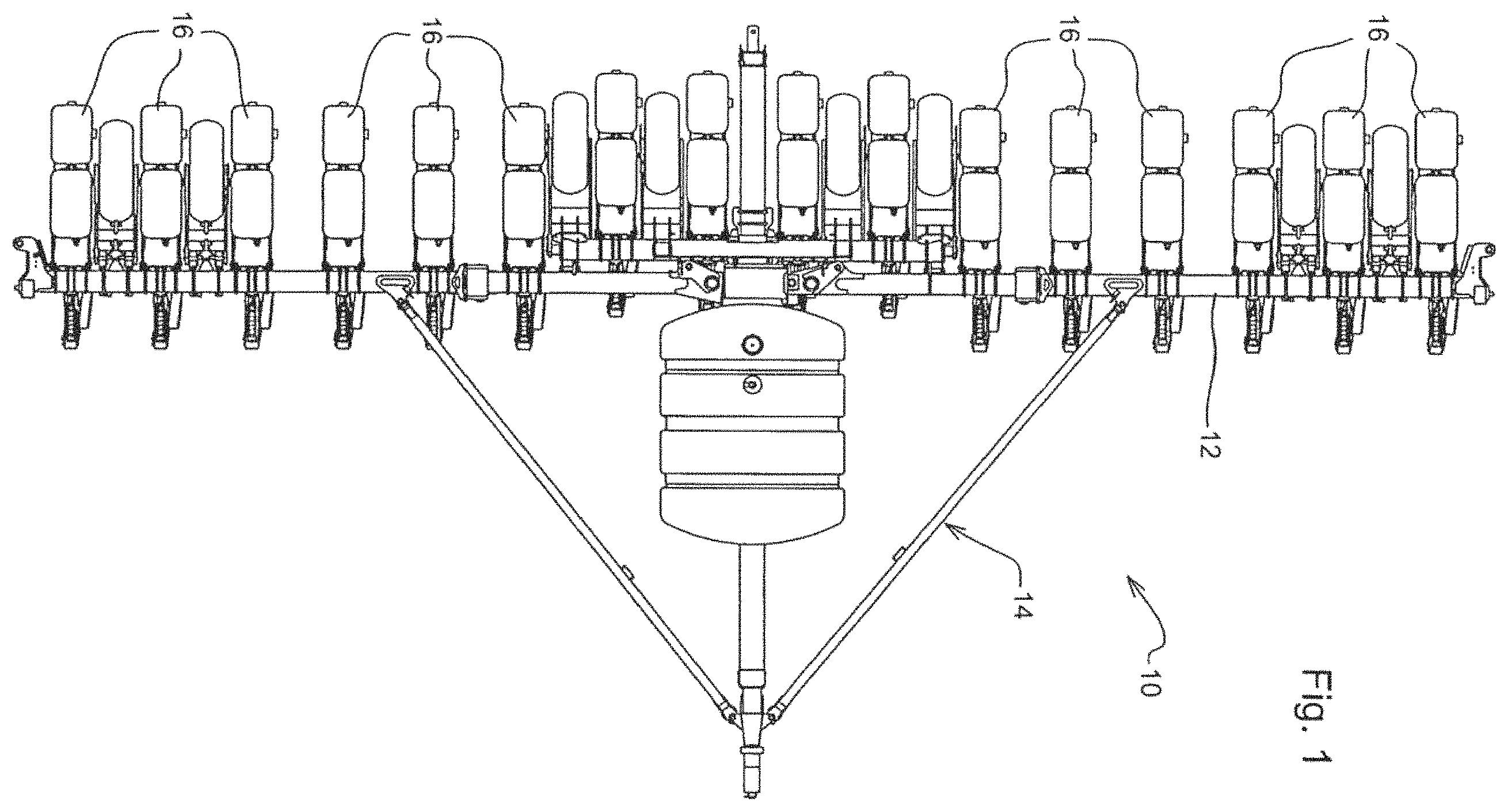 Patent US11793104 Figure 1 – Seeding machine with seed delivery system