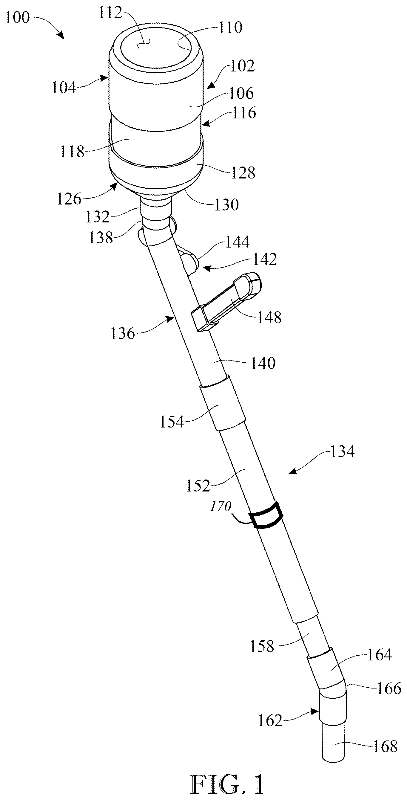 Patent US11793107 Figure 1 – Gardening material dispensing apparatus
