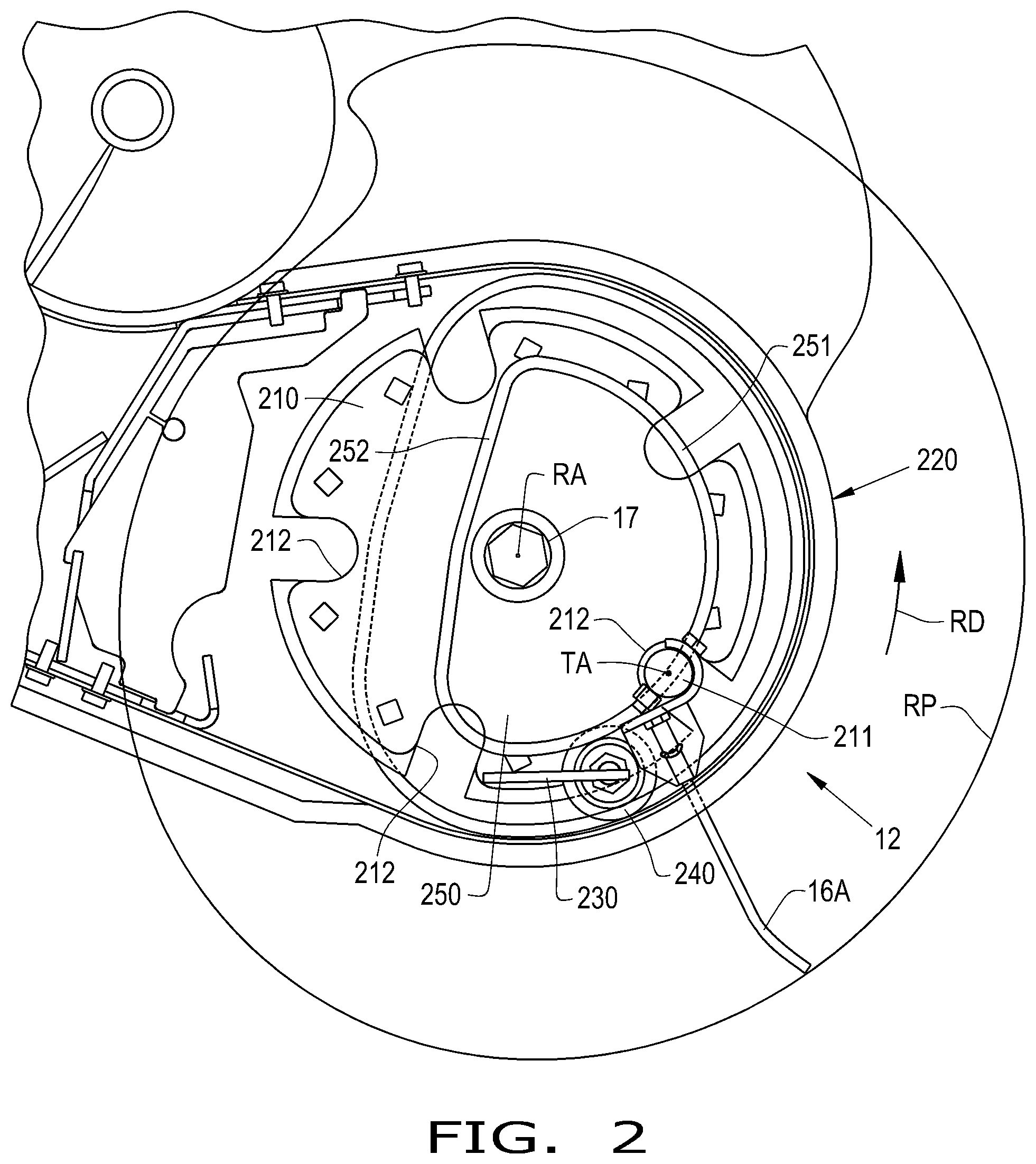 Patent US11793114 Figure 2 – Agricultural vehicle including a pickup with a tine guide
