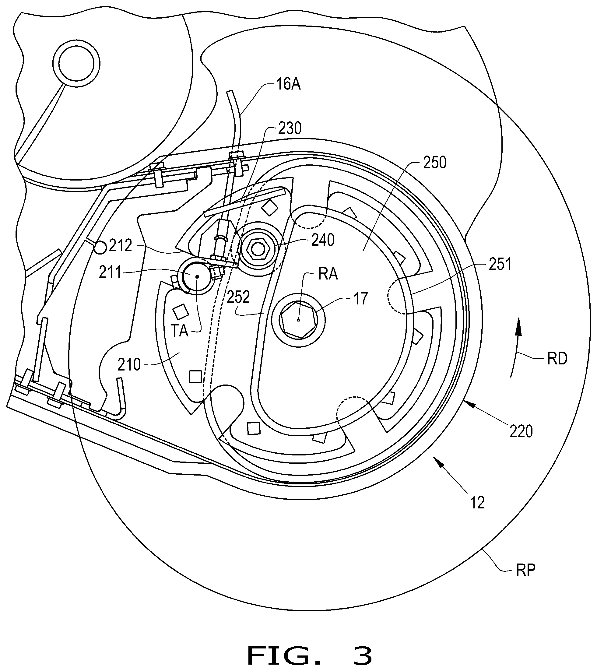 Patent US11793114 Figure 3 – Agricultural vehicle including a pickup with a tine guide